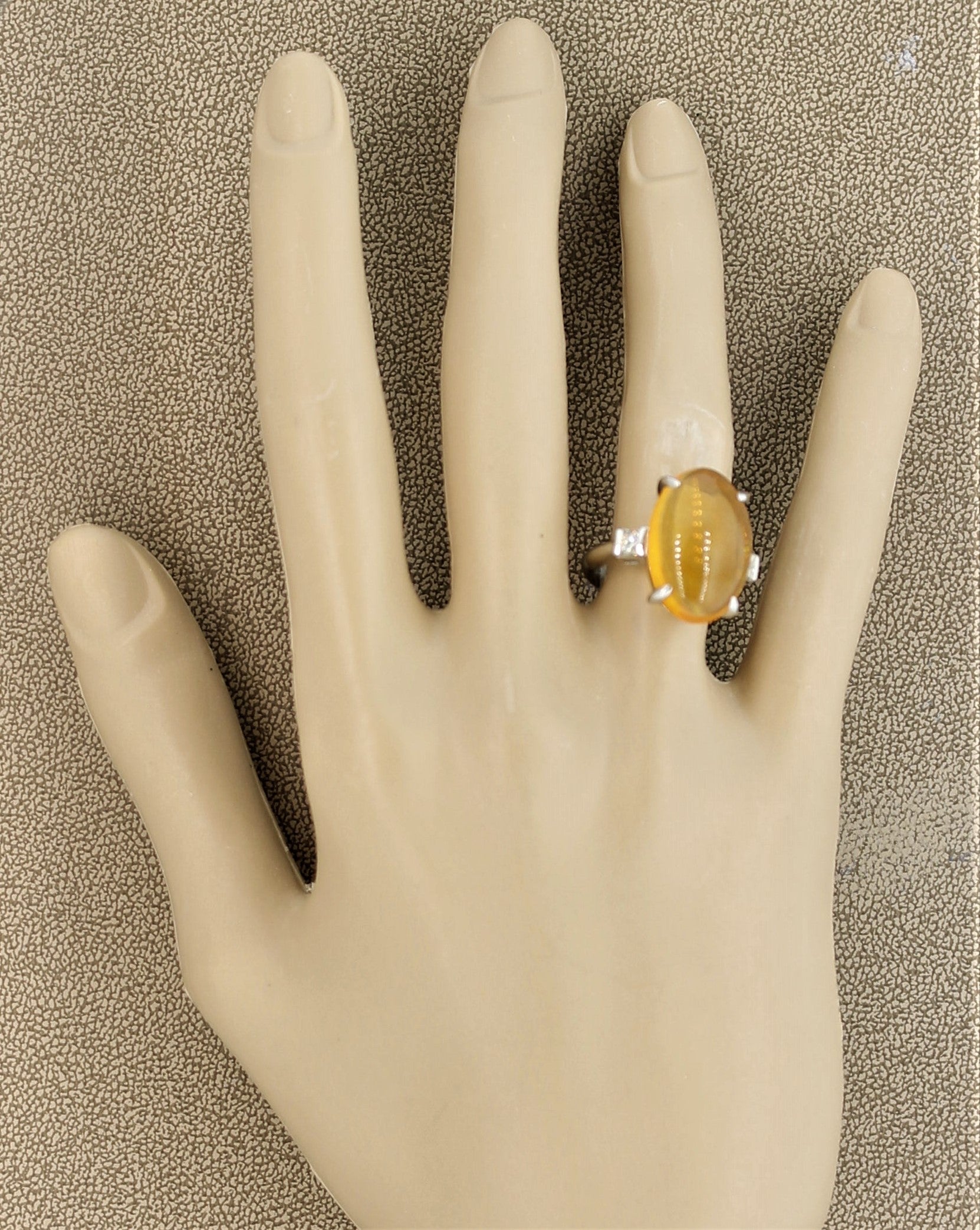 Jelly Fire Opal Diamond Platinum Ring