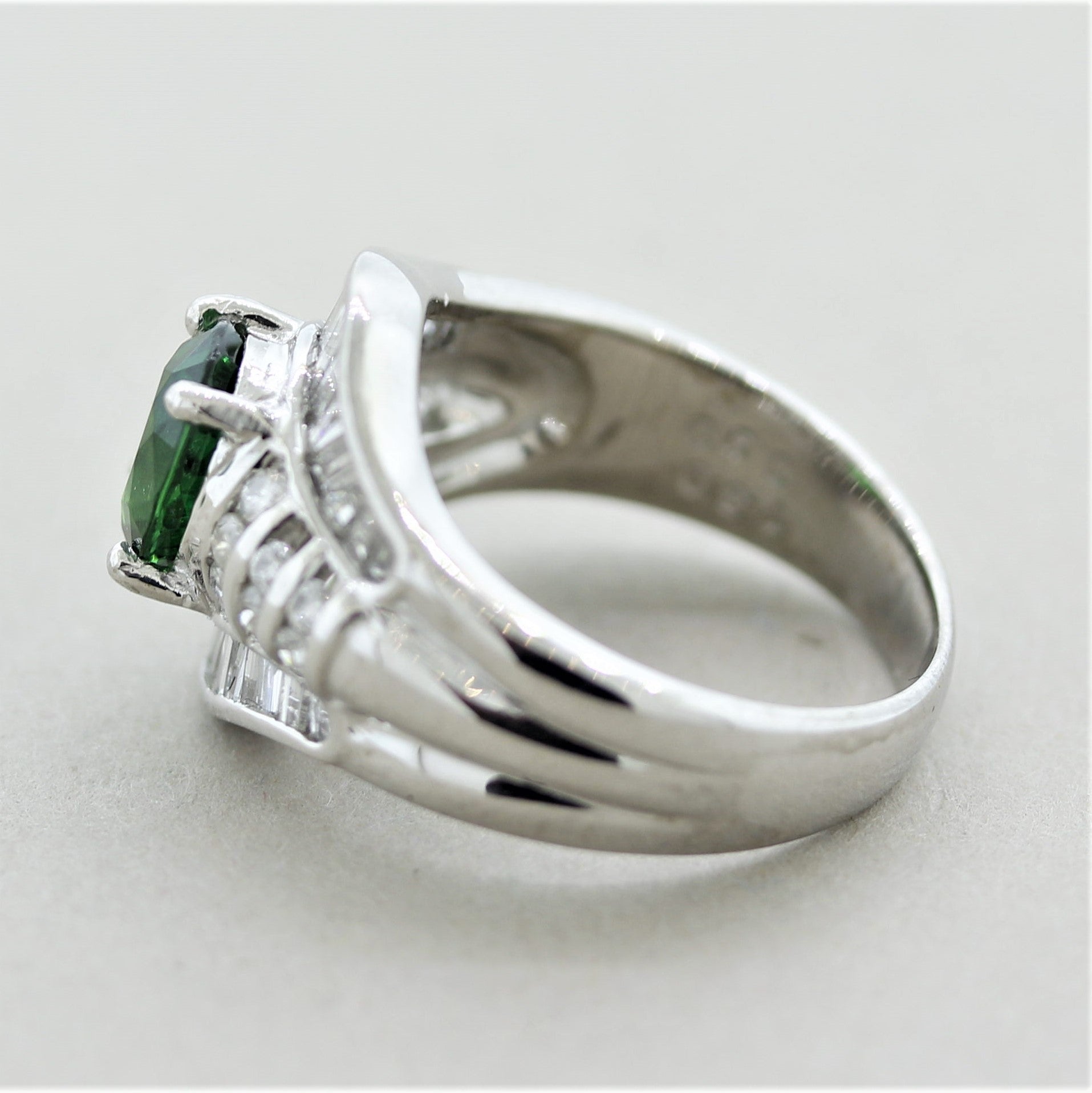 Tsavorite Garnet Diamond Platinum Ring