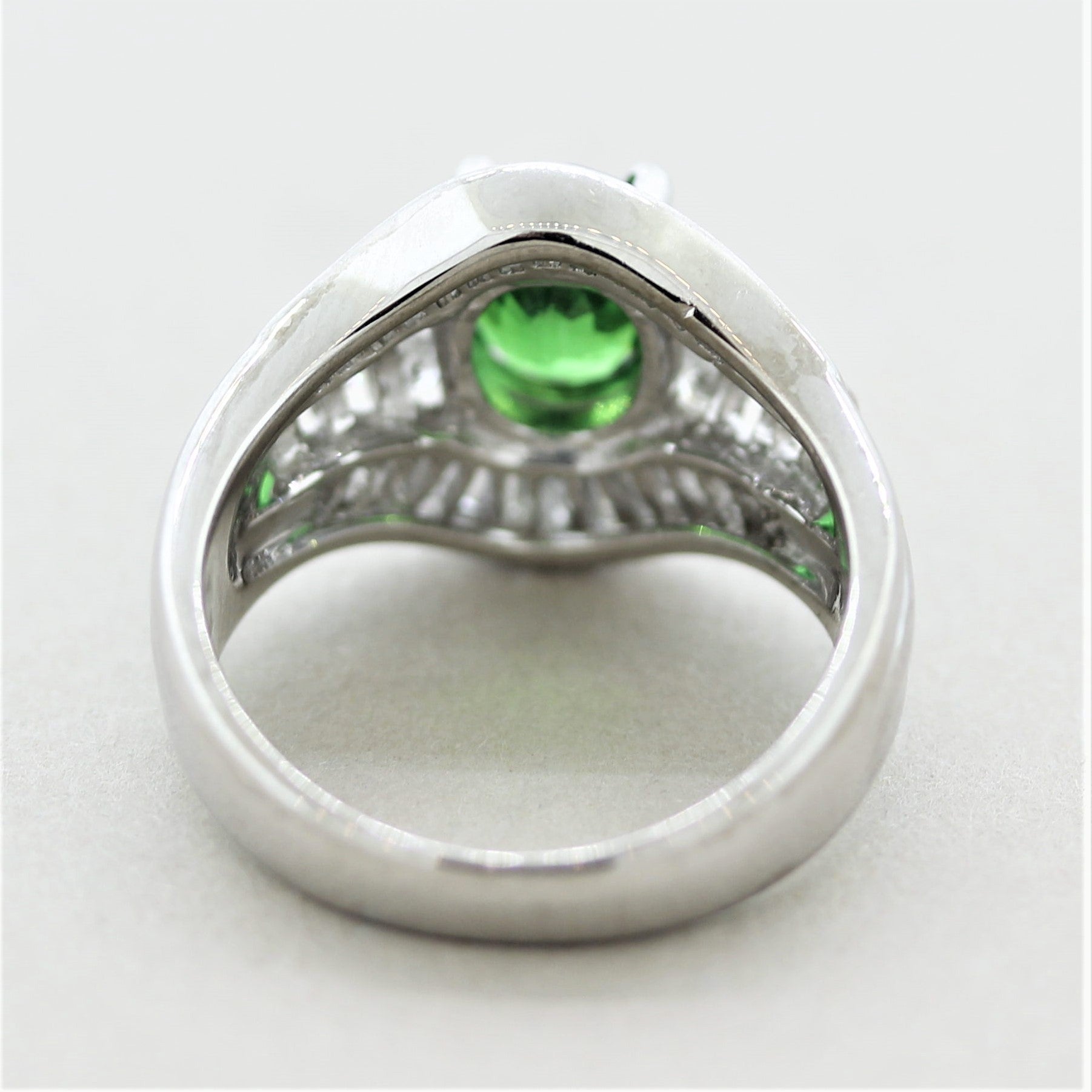 Tsavorite Garnet Diamond Platinum Ring