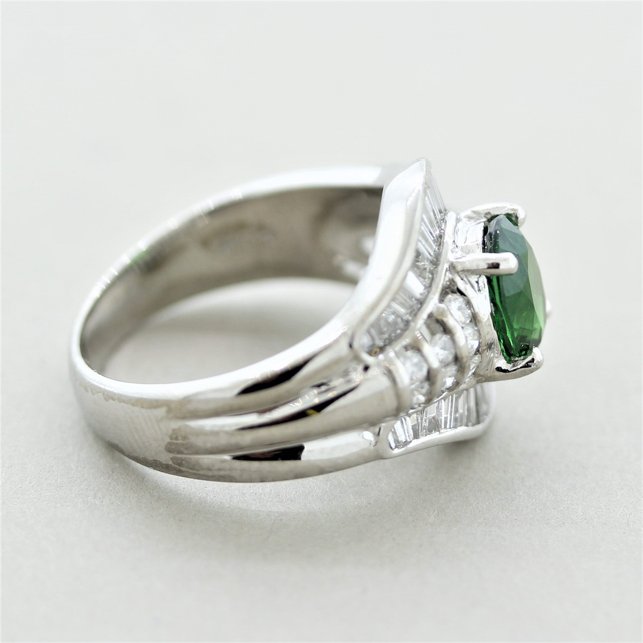Tsavorite Garnet Diamond Platinum Ring