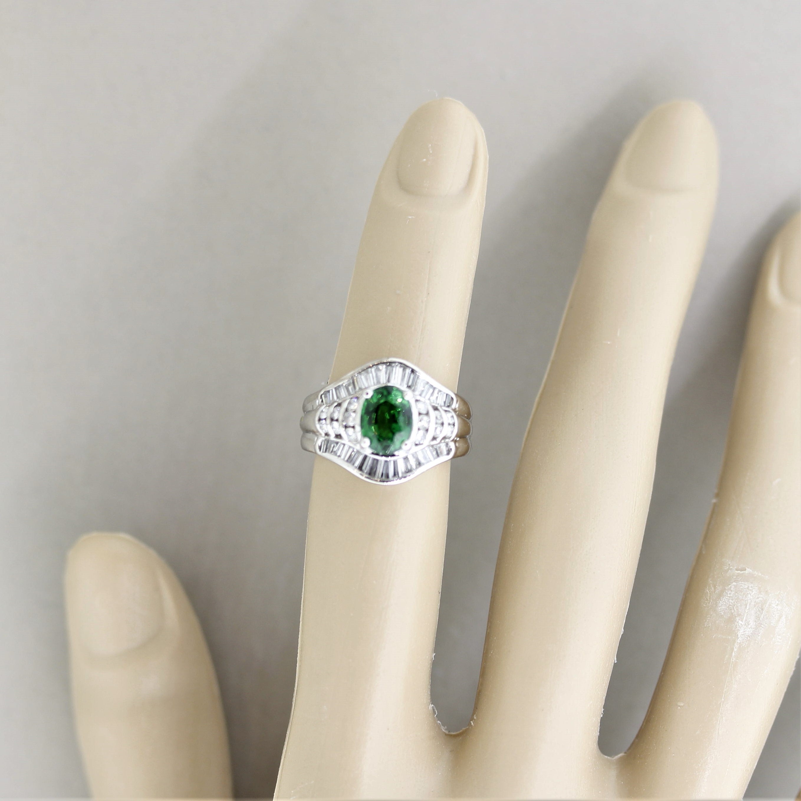 Tsavorite Garnet Diamond Platinum Ring