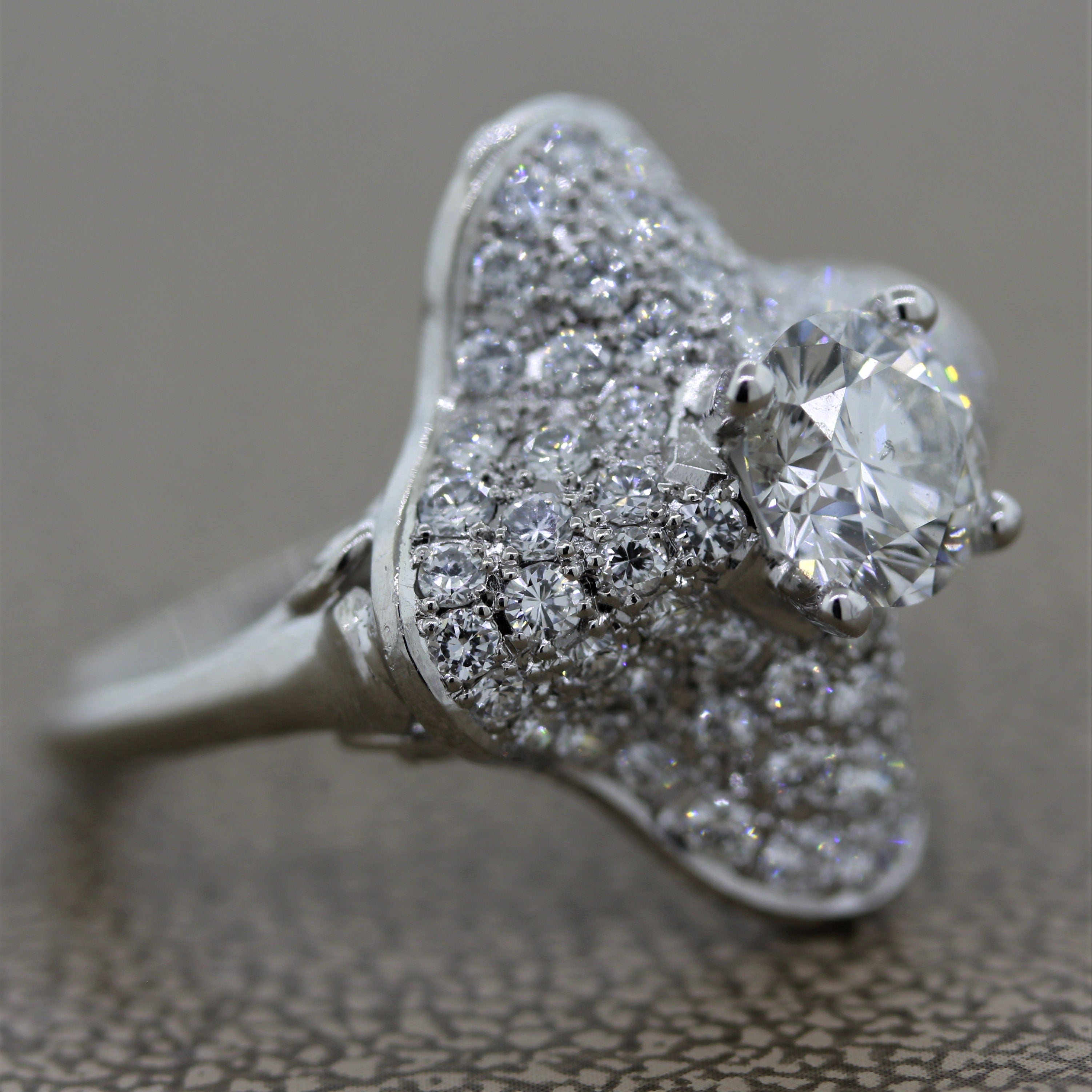 Diamond Platinum “Lucky Clover” Engagement Ring