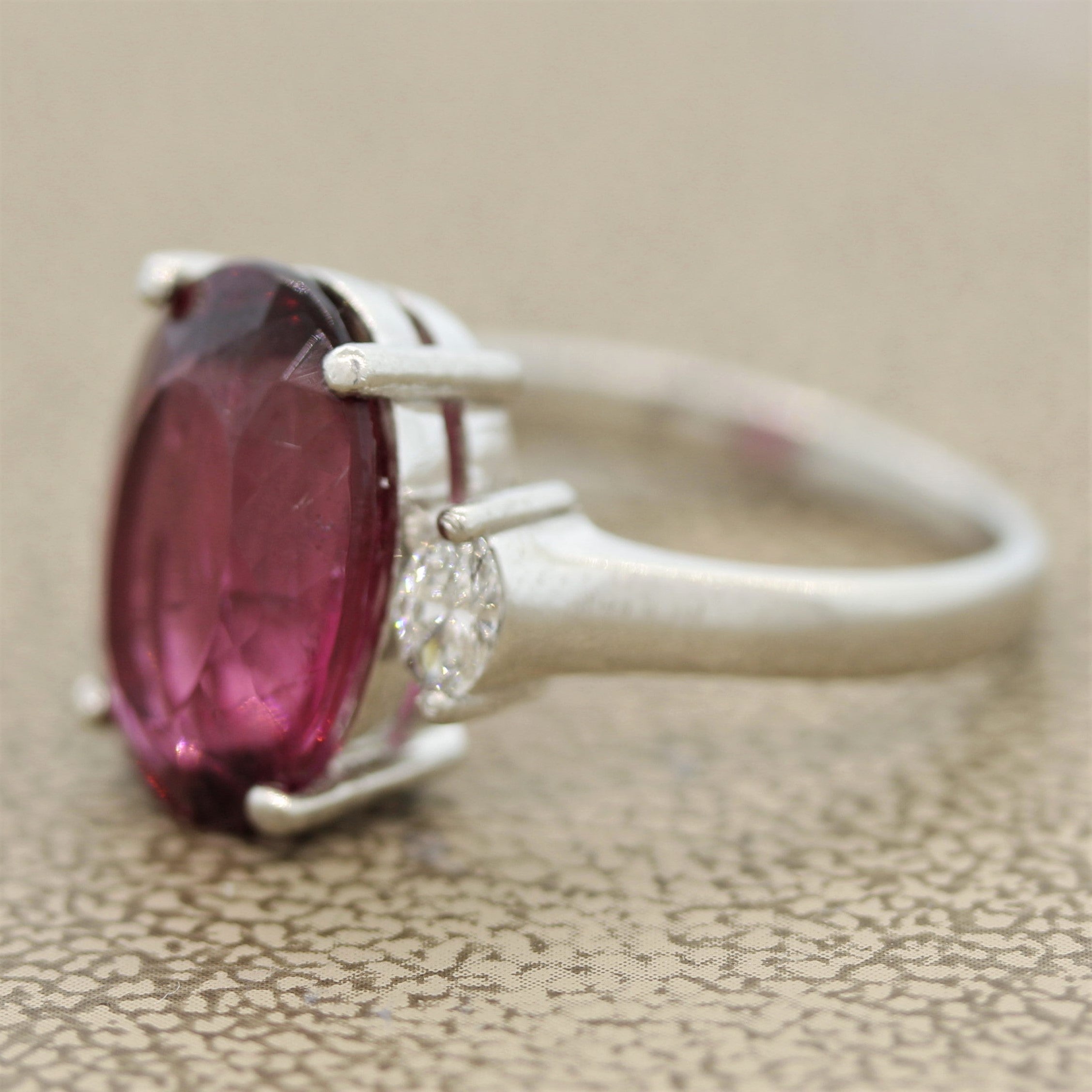 Rubellite Tourmaline Diamond Platinum Ring