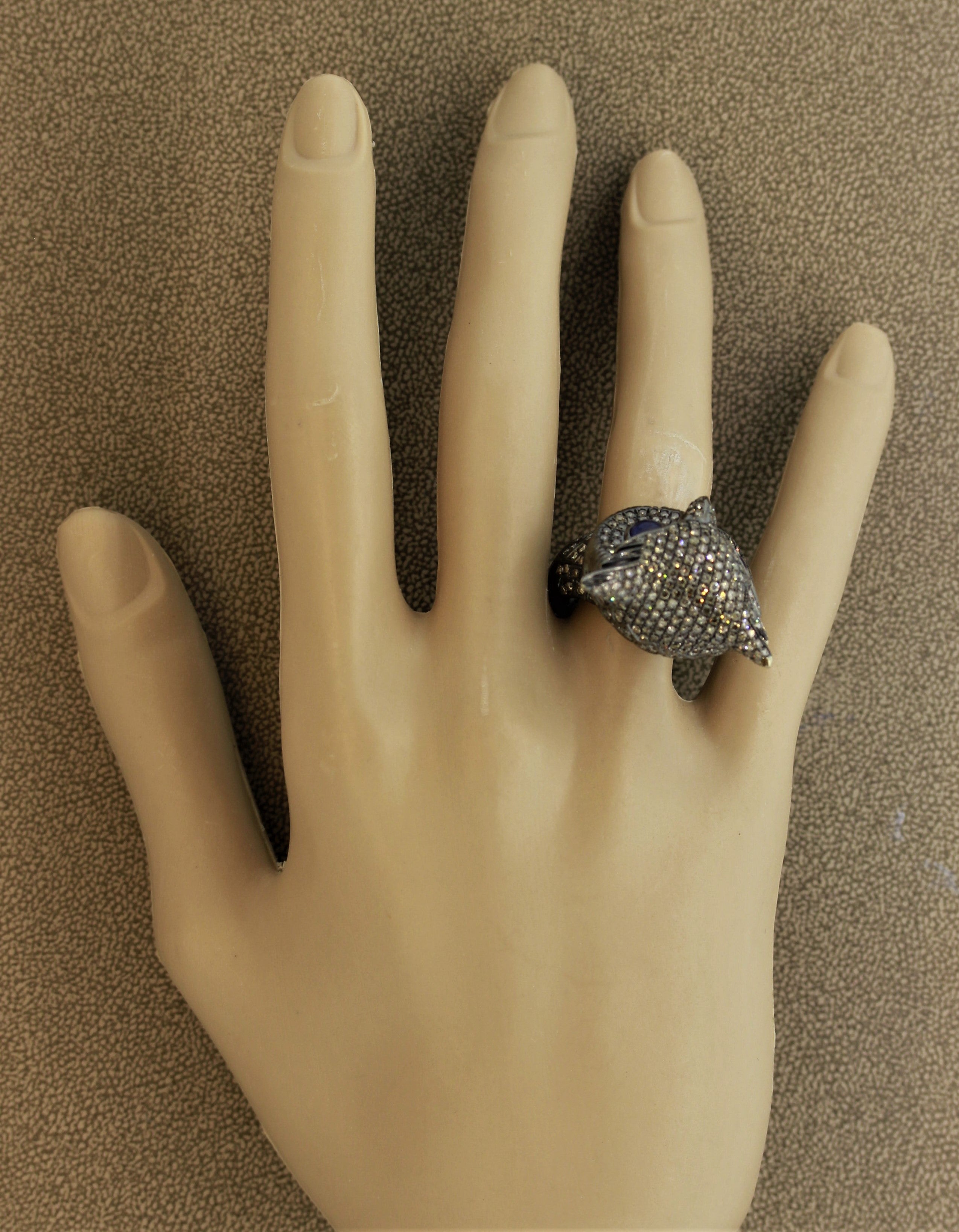 Diamond Owl Gold Life-Like Animal Ring