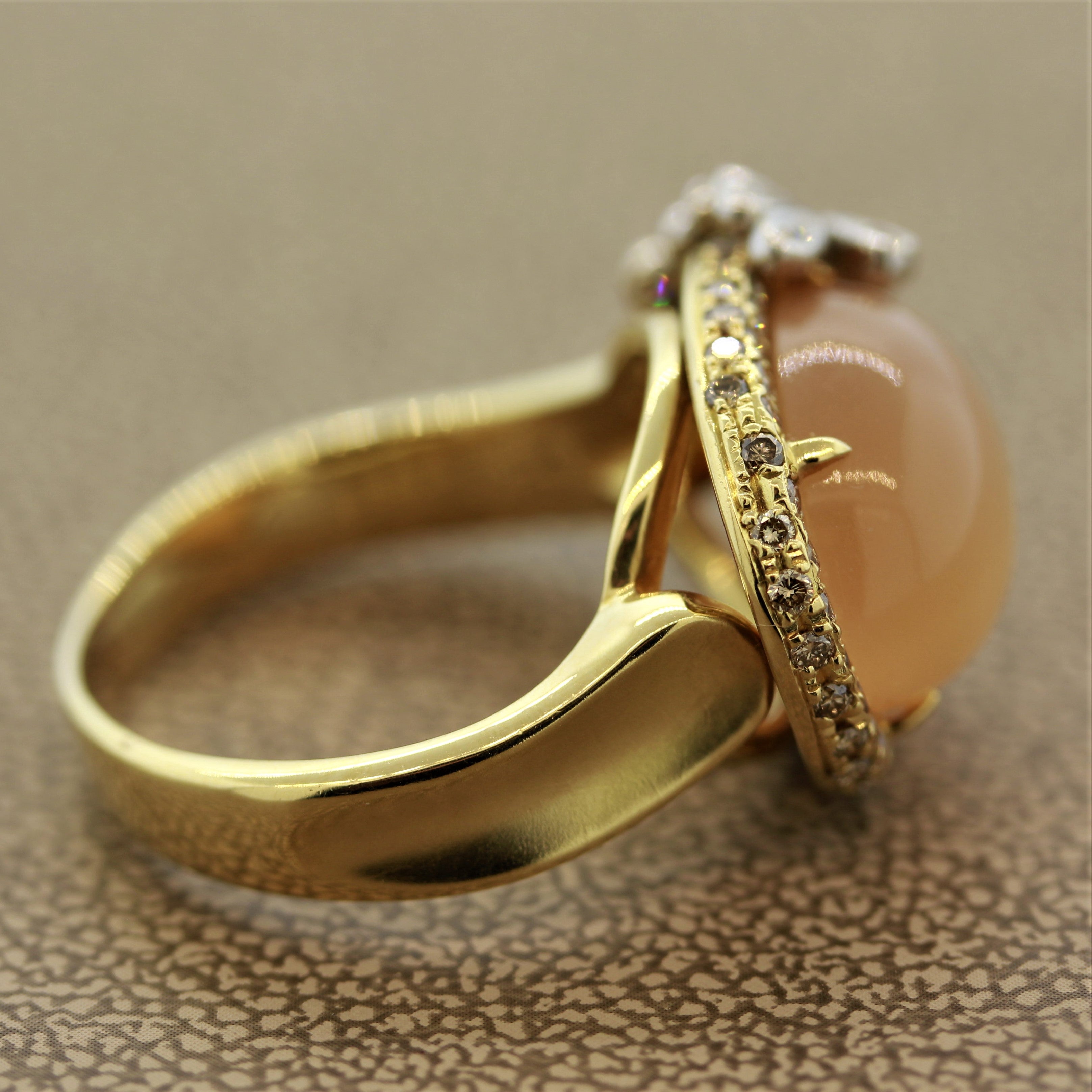 Cat’s Eye Moonstone Diamond Gold Ring