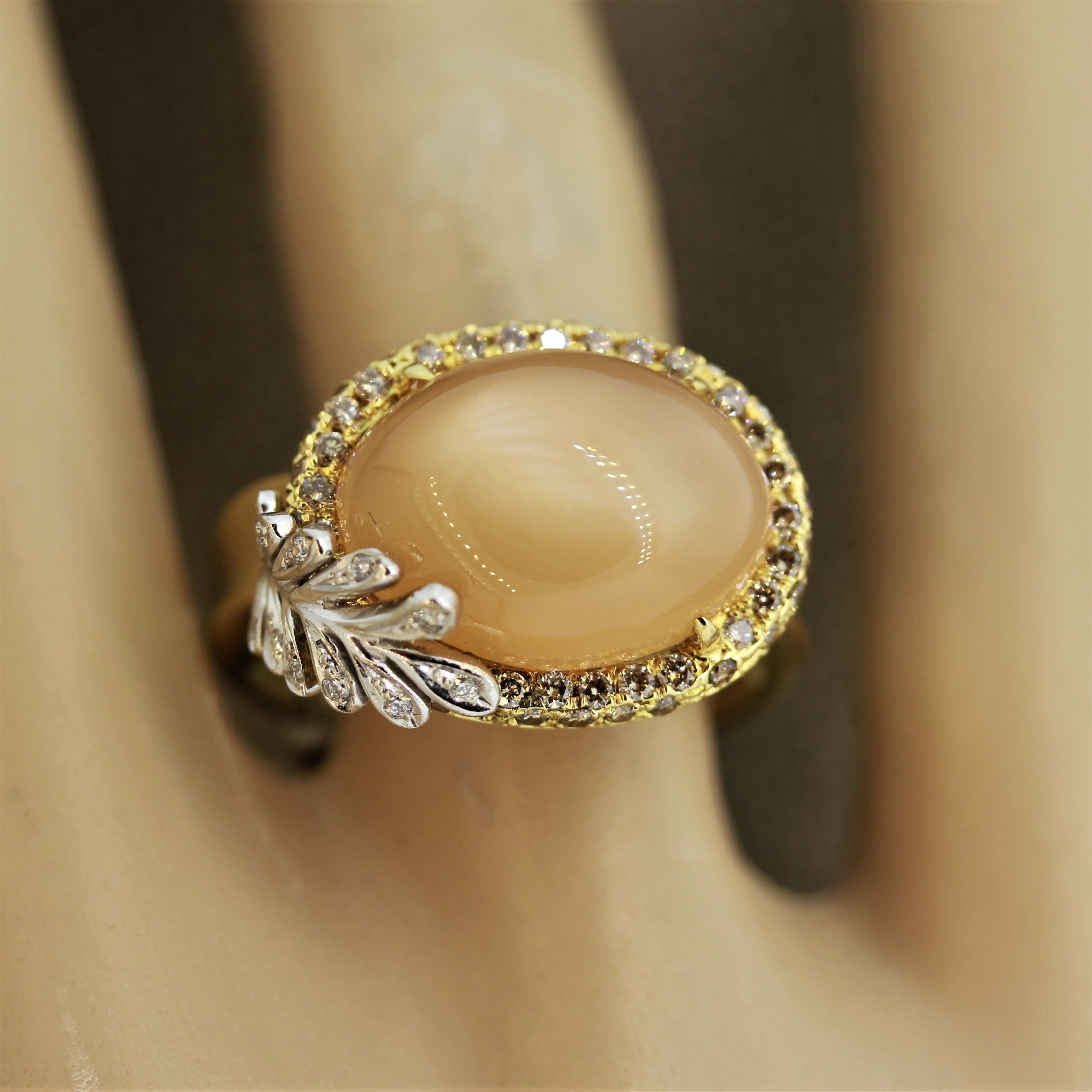 Cat’s Eye Moonstone Diamond Gold Ring