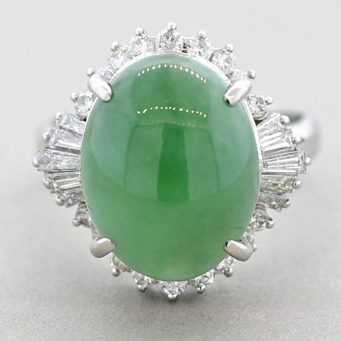 Jadeite Jade Diamond Platinum Ring