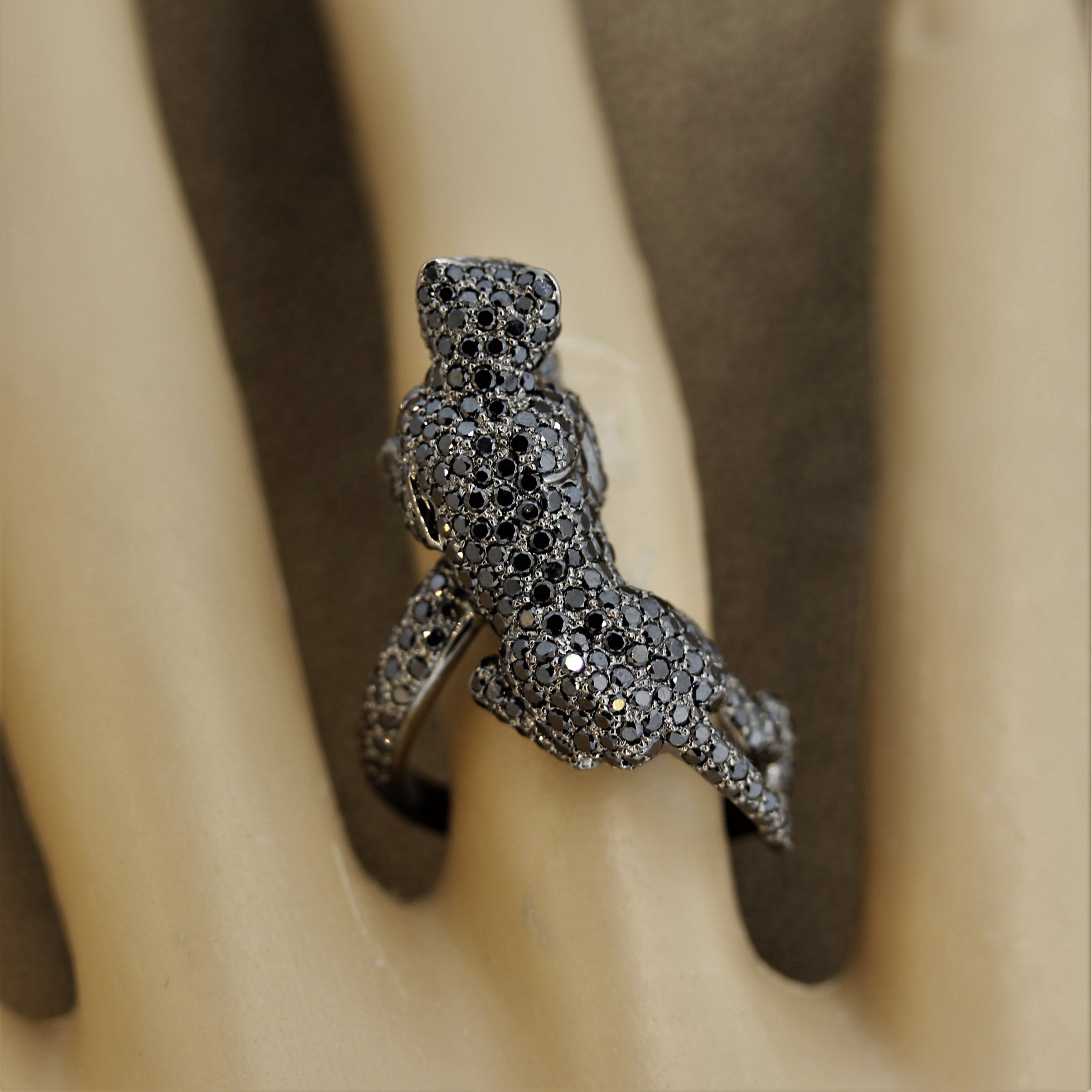 Black Diamond Black Panther Gold Ring