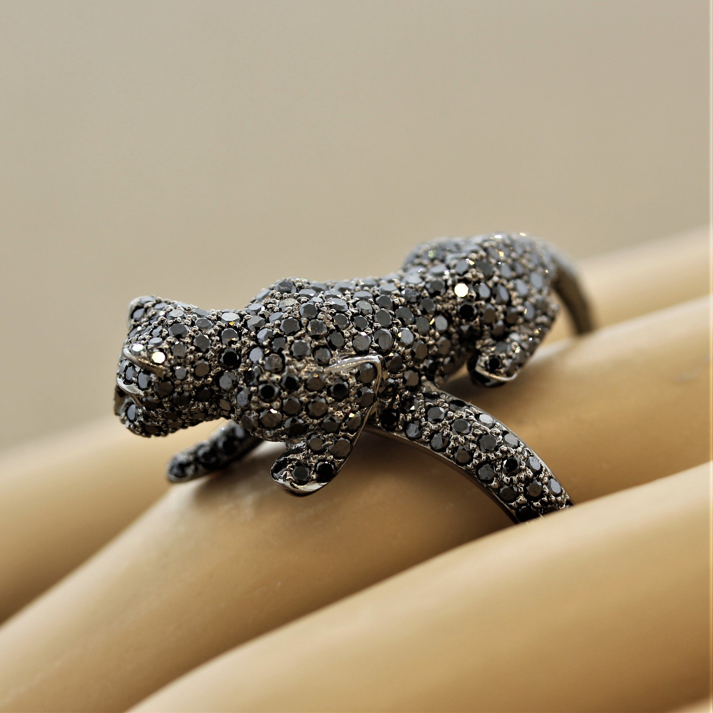 Black Diamond Black Panther Gold Ring