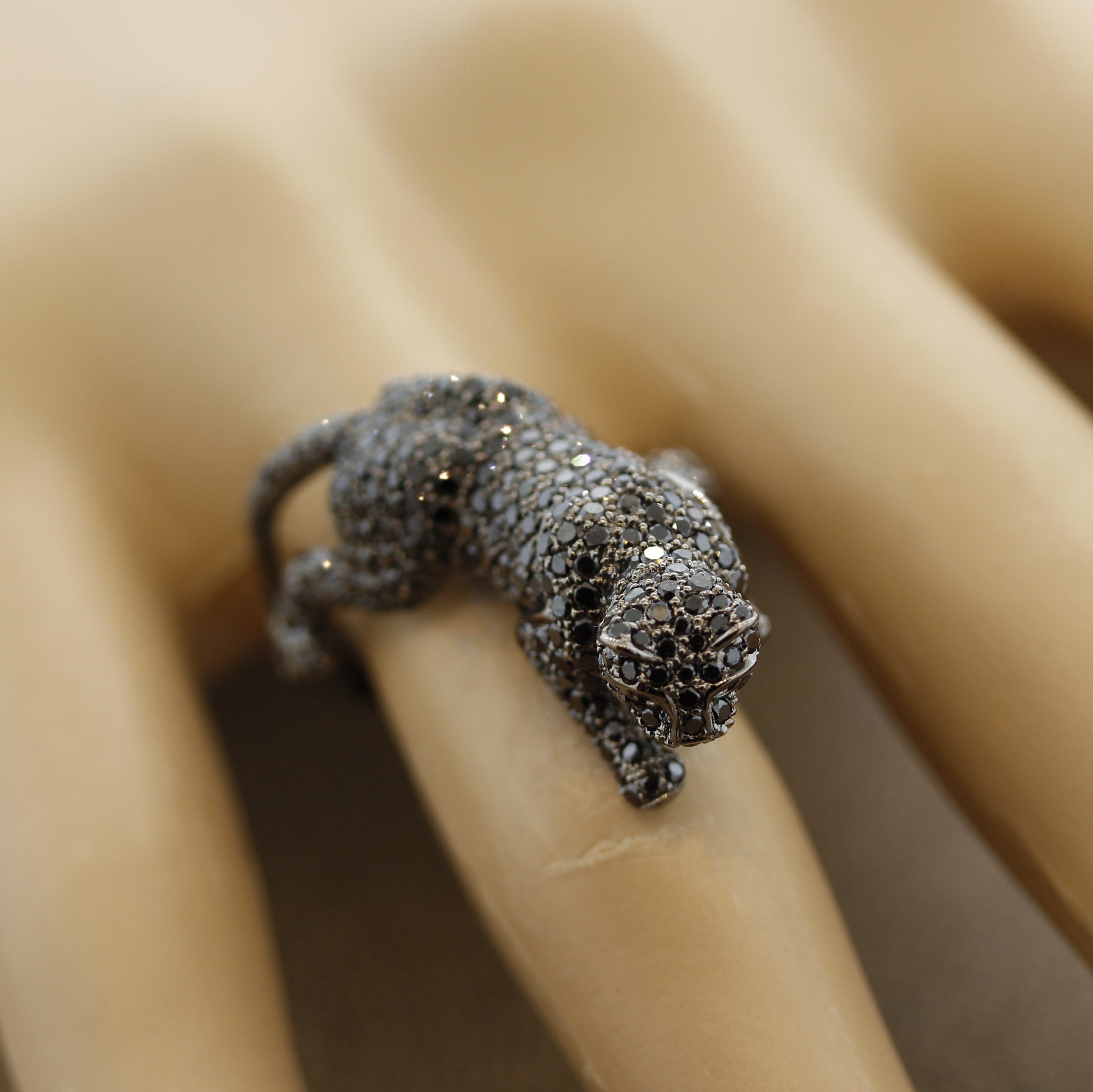 Black Diamond Black Panther Gold Ring