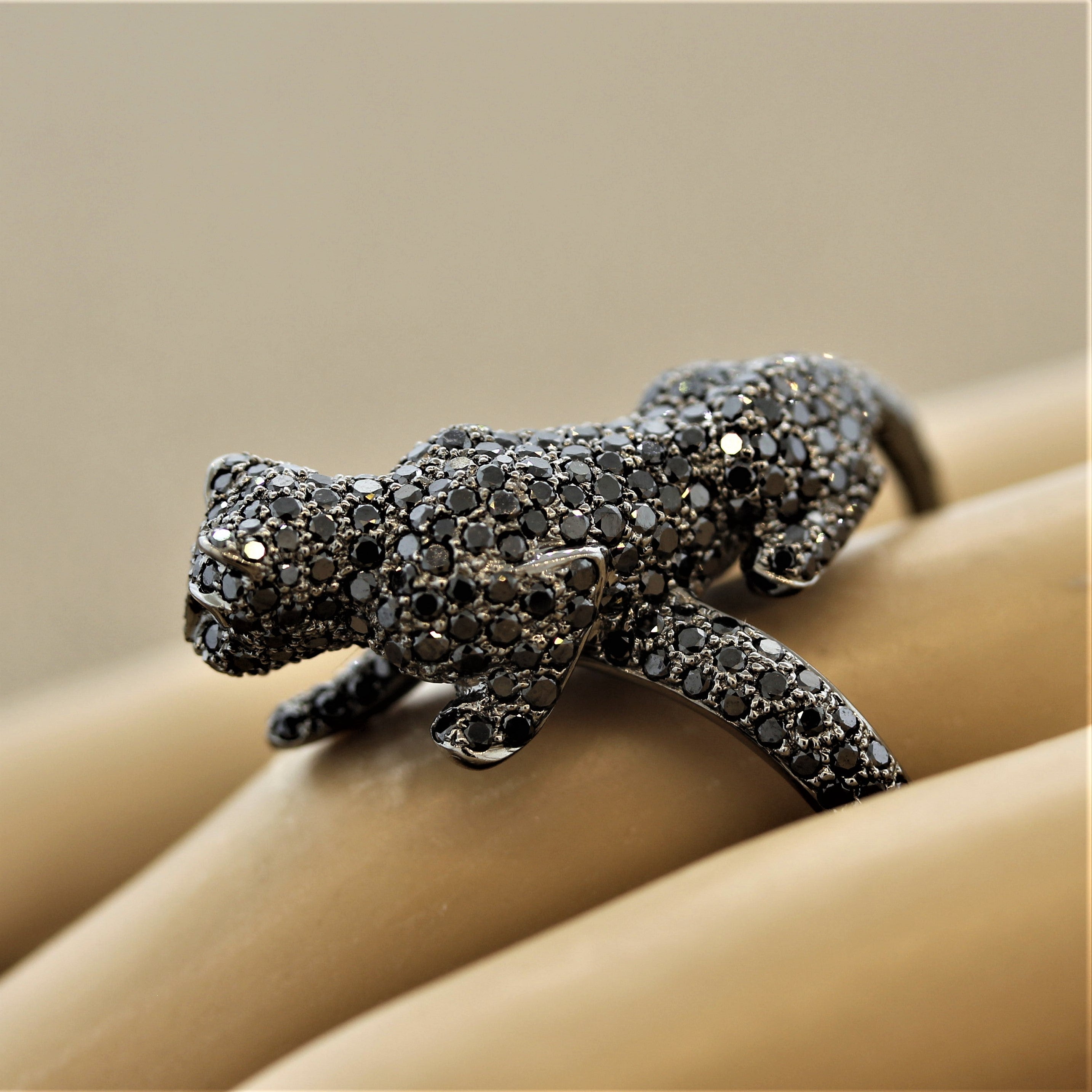 Black Diamond Black Panther Gold Ring