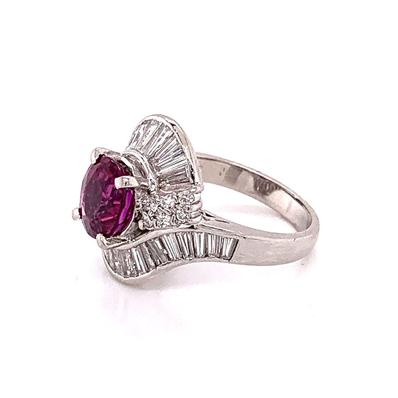Gem Ruby Diamond Platinum Ring