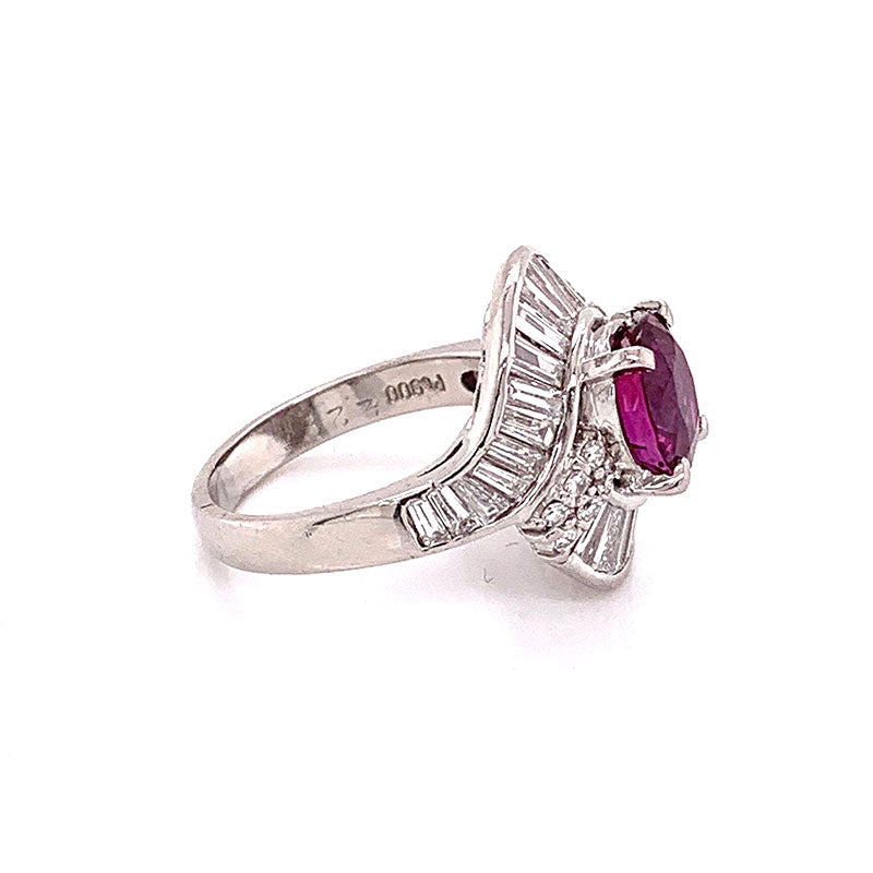 Gem Ruby Diamond Platinum Ring