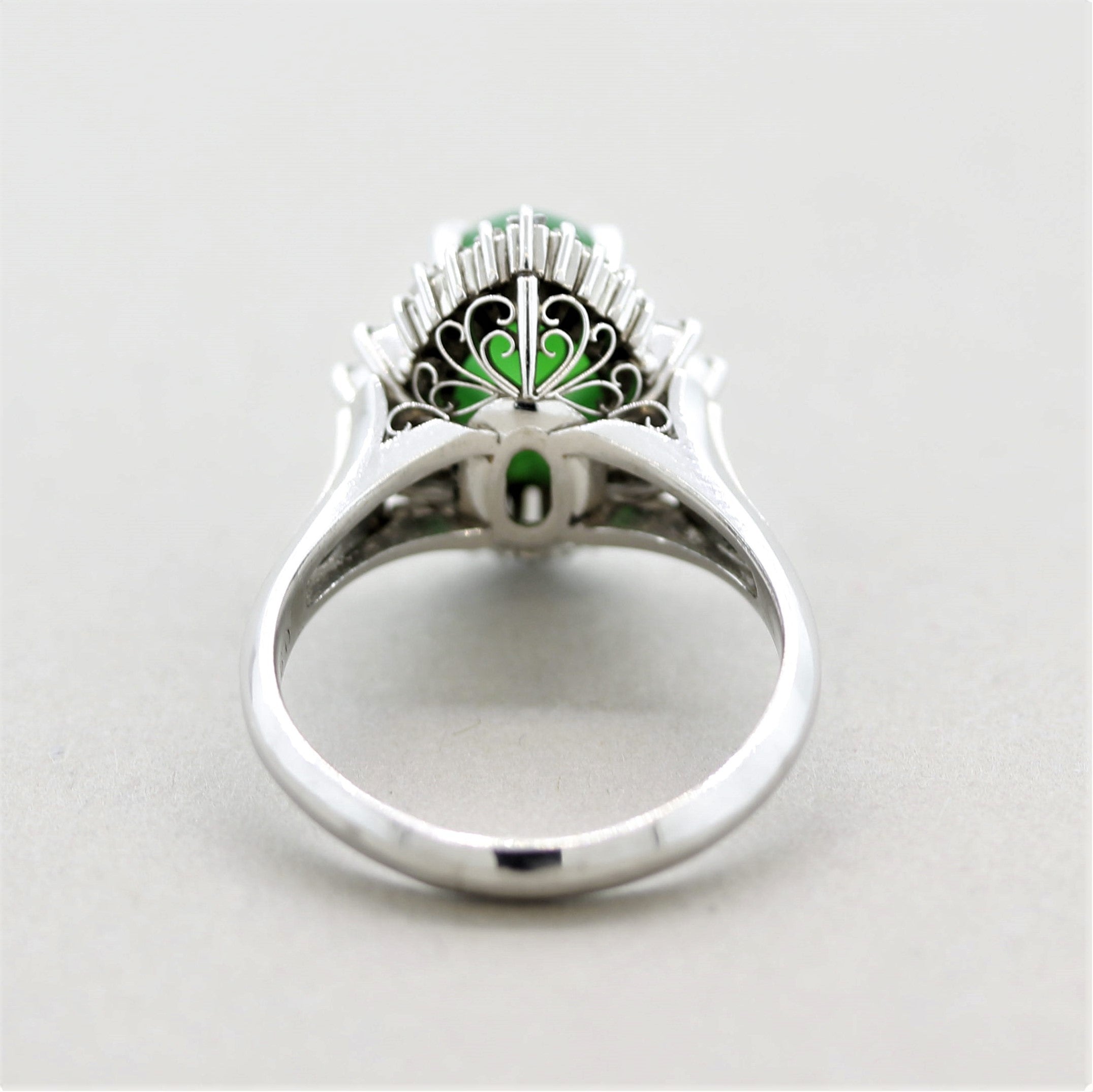 Jadeite Jade Diamond Platinum Ring