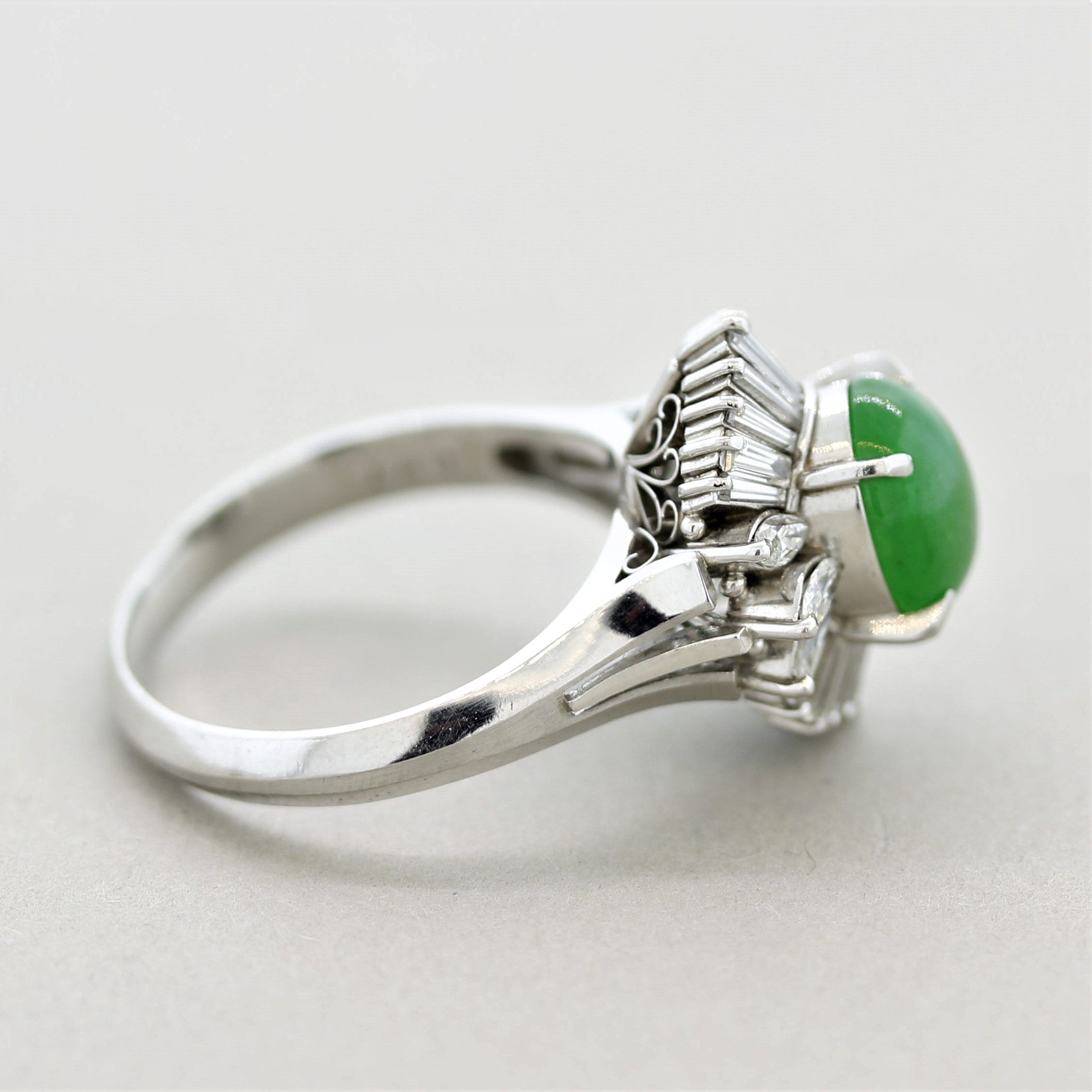 Jadeite Jade Diamond Platinum Ring