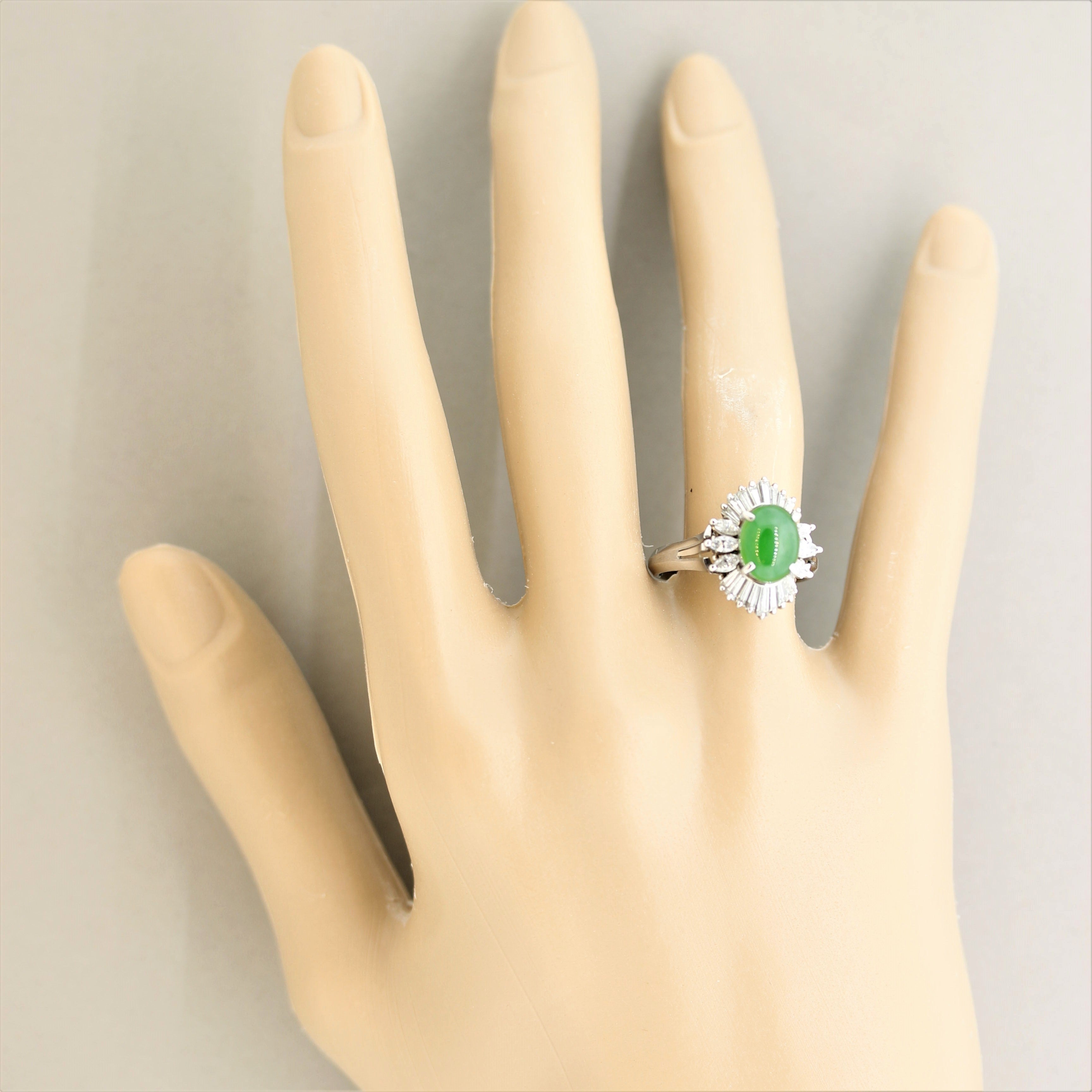 Jadeite Jade Diamond Platinum Ring