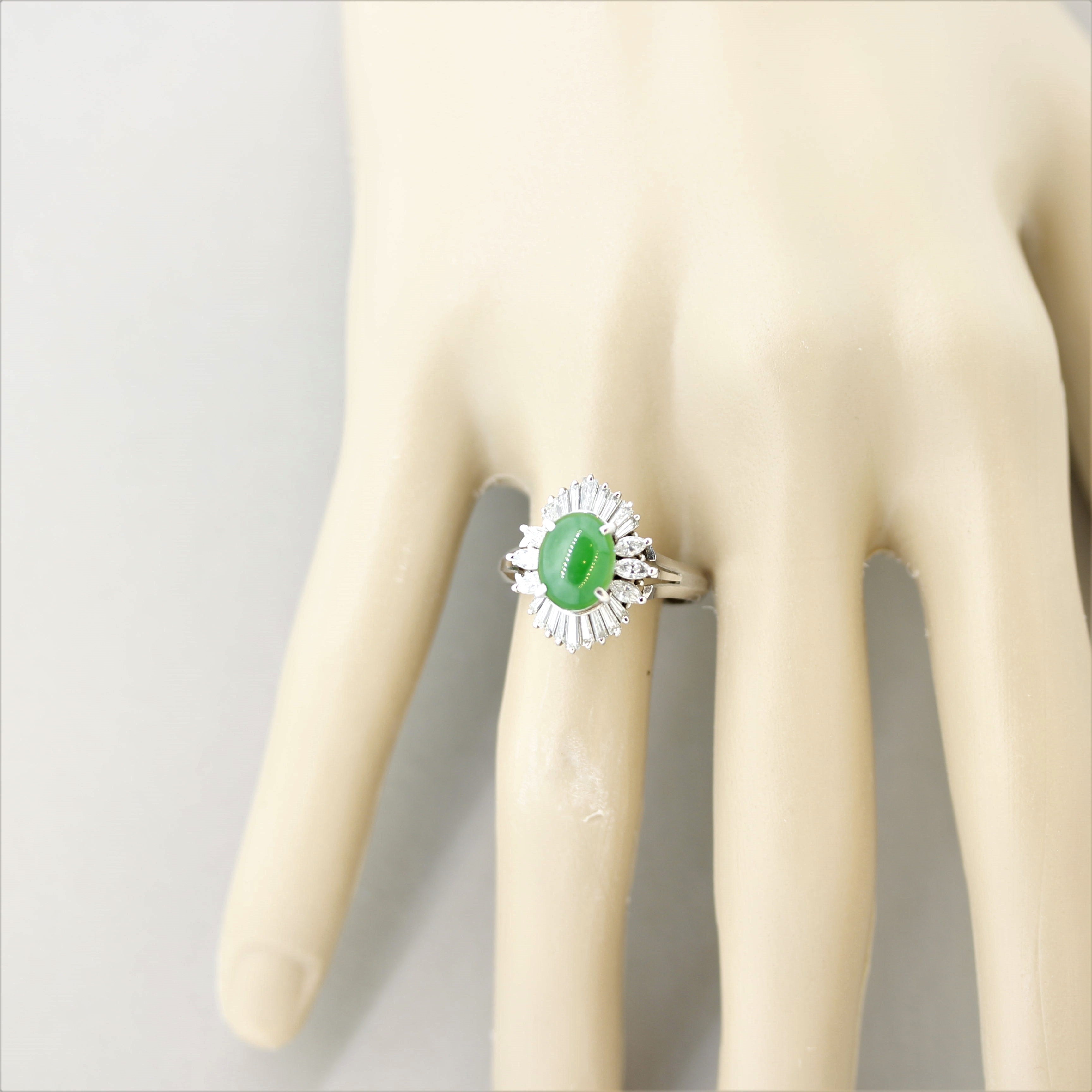 Jadeite Jade Diamond Platinum Ring