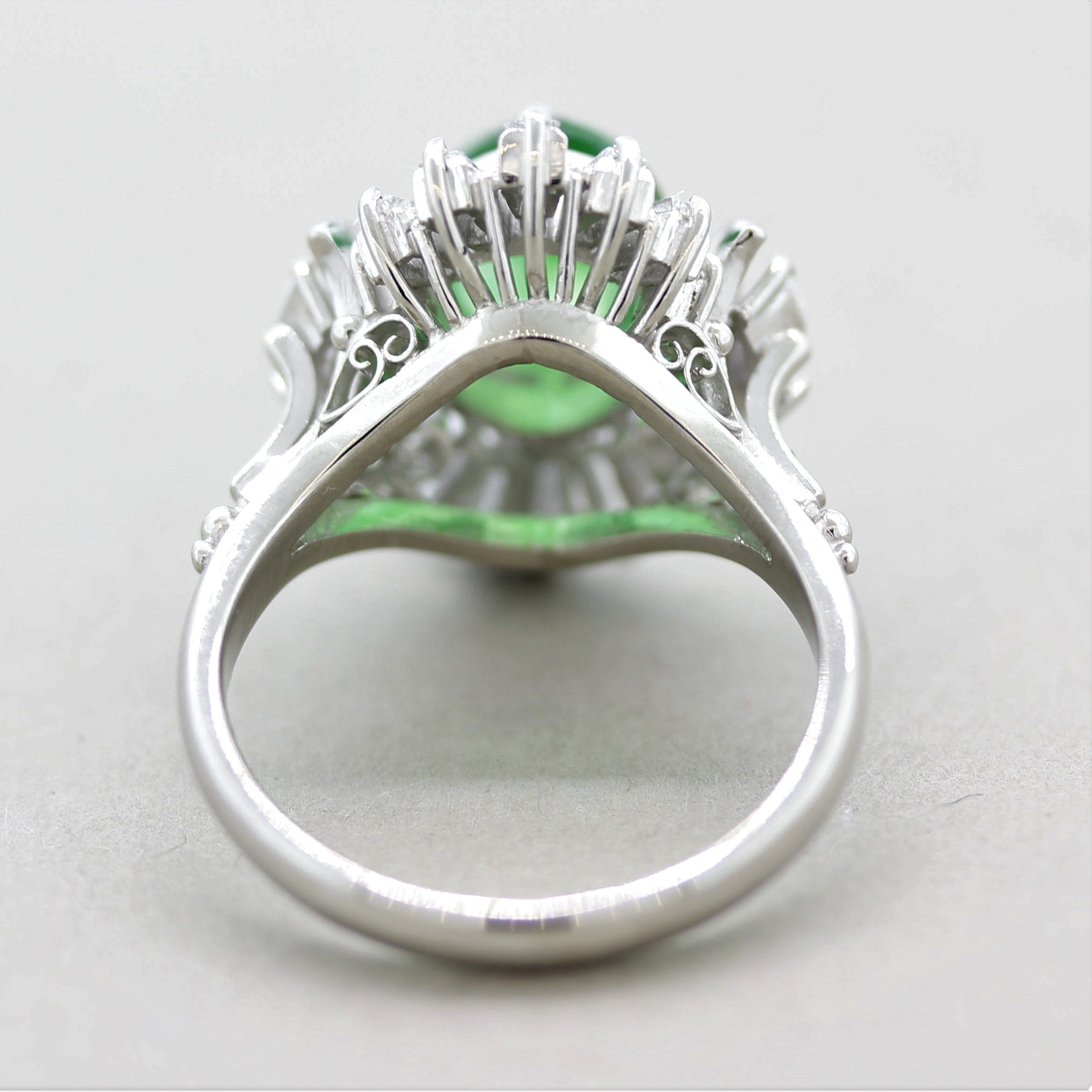 Jadeite Jade Diamond Platinum Ring