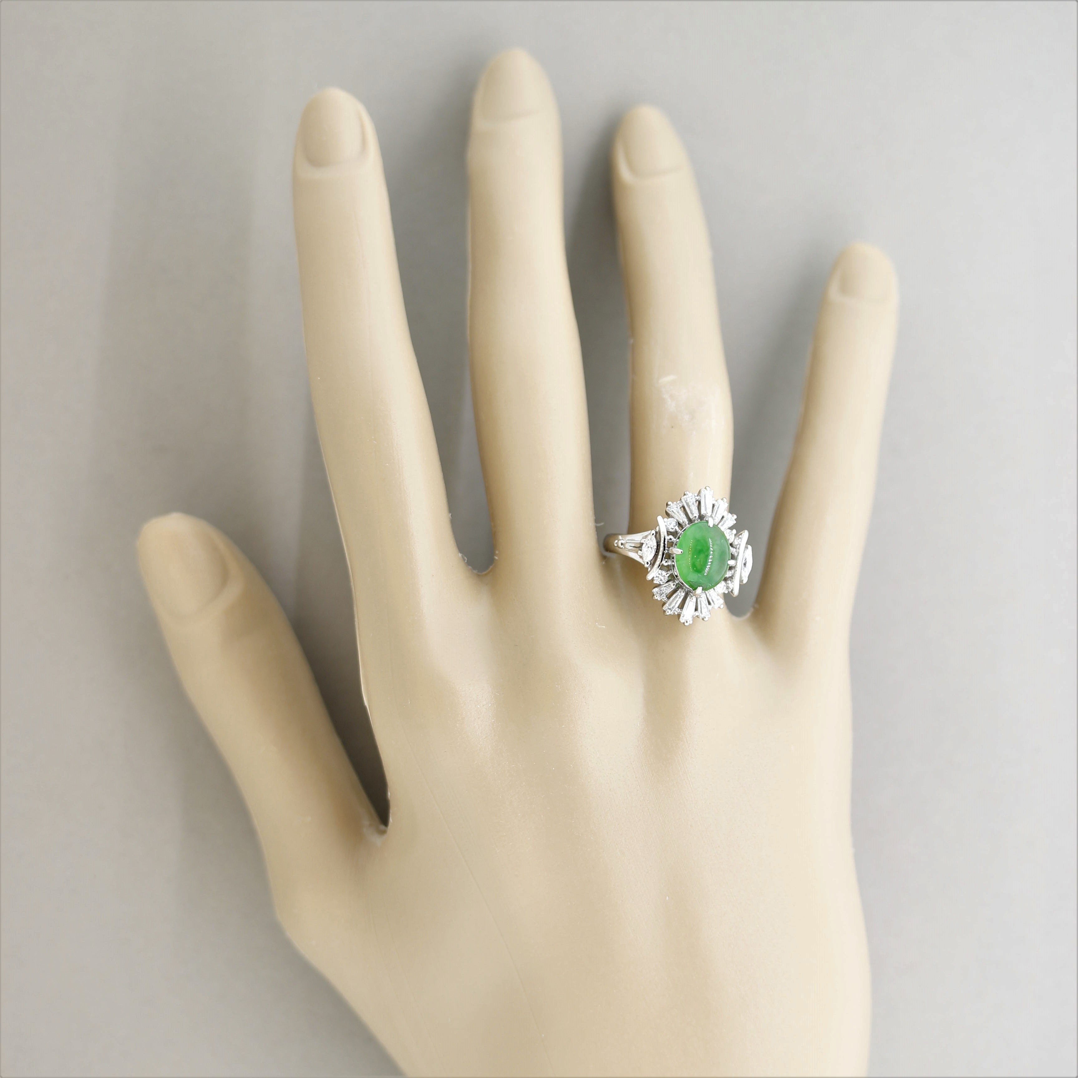 Jadeite Jade Diamond Platinum Ring