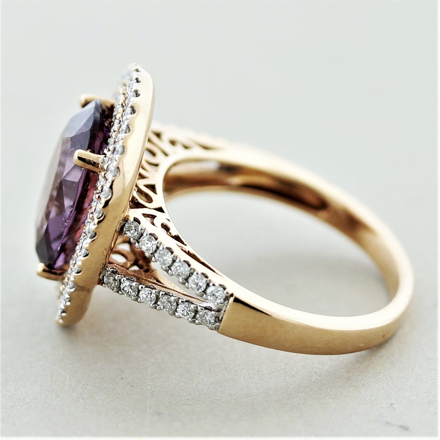 Spinel Diamond Double-Halo Gold Ring