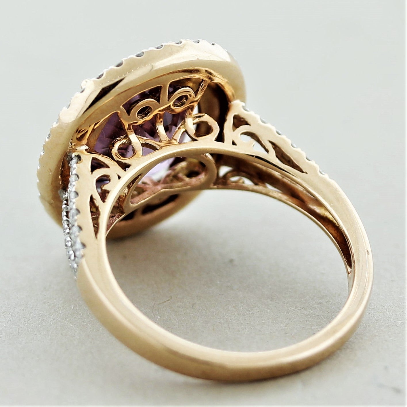 Spinel Diamond Double-Halo Gold Ring