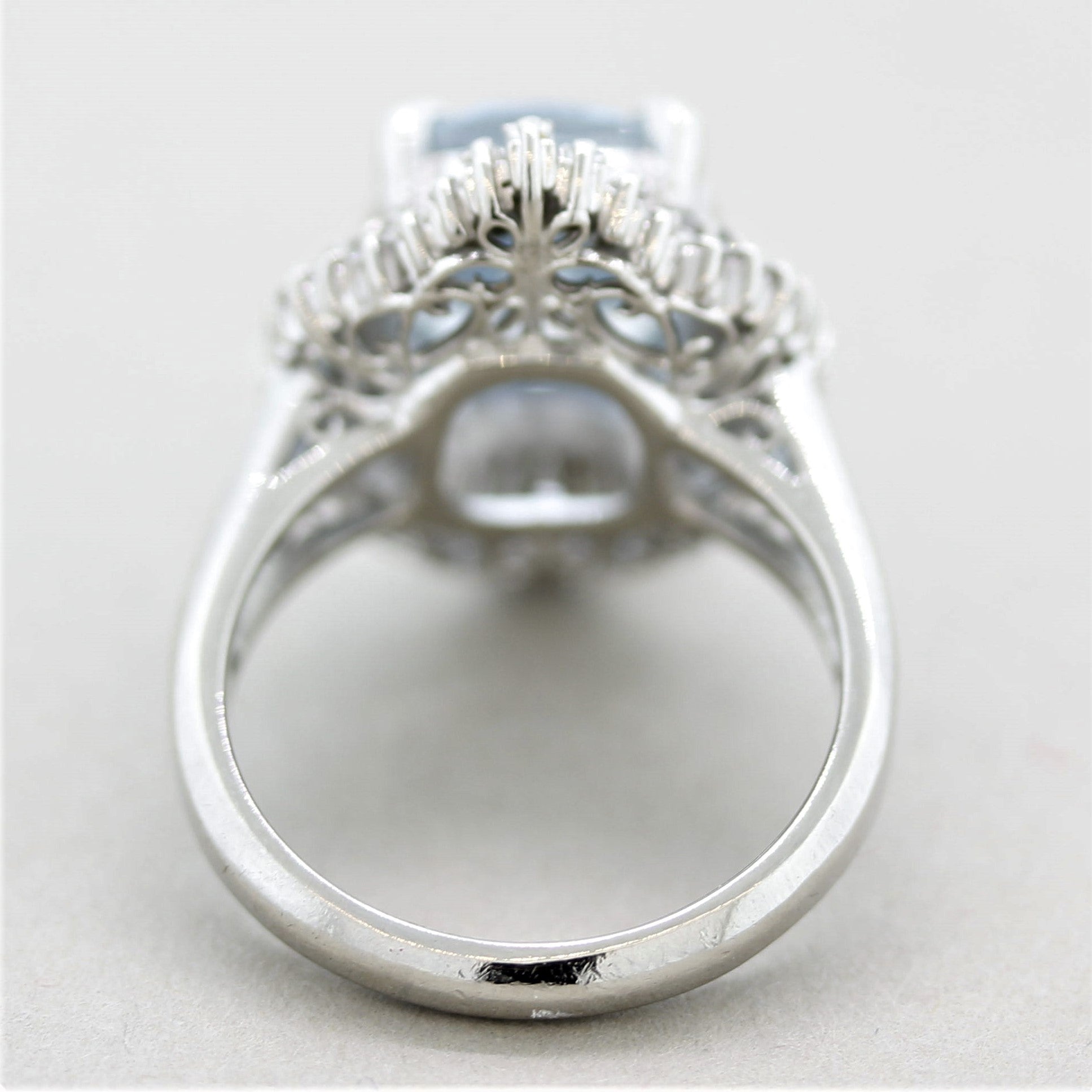 Aquamarine Diamond Platinum Ring