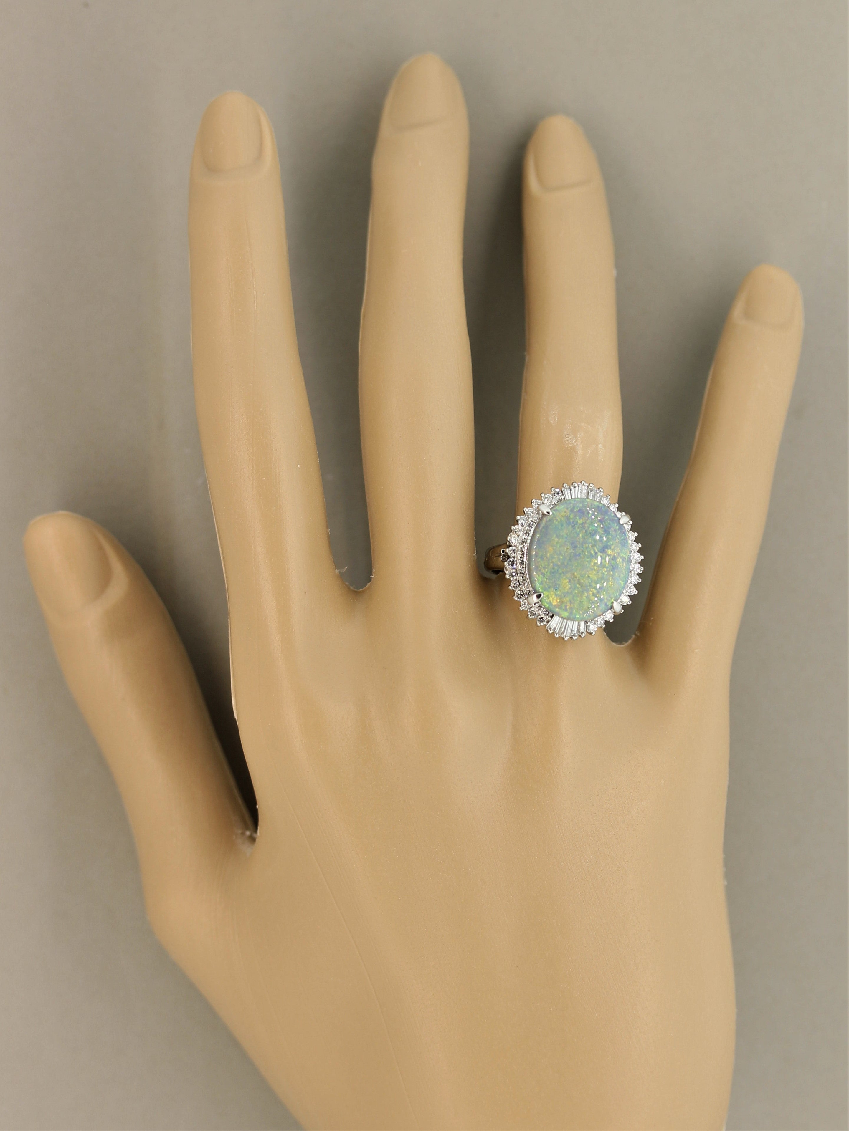 Australian Opal Diamond Platinum Ring
