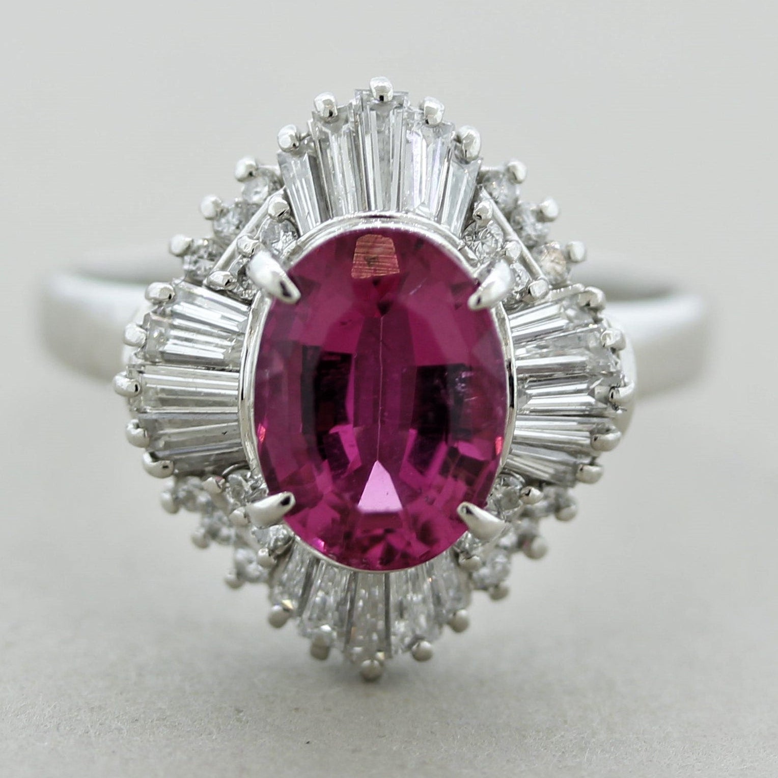 Rubellite Tourmaline Diamond Platinum Ring