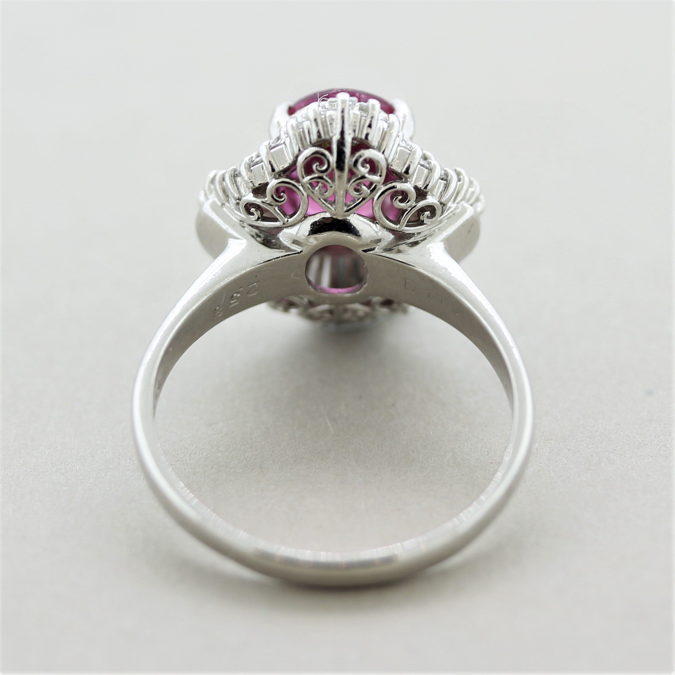 Rubellite Tourmaline Diamond Platinum Ring