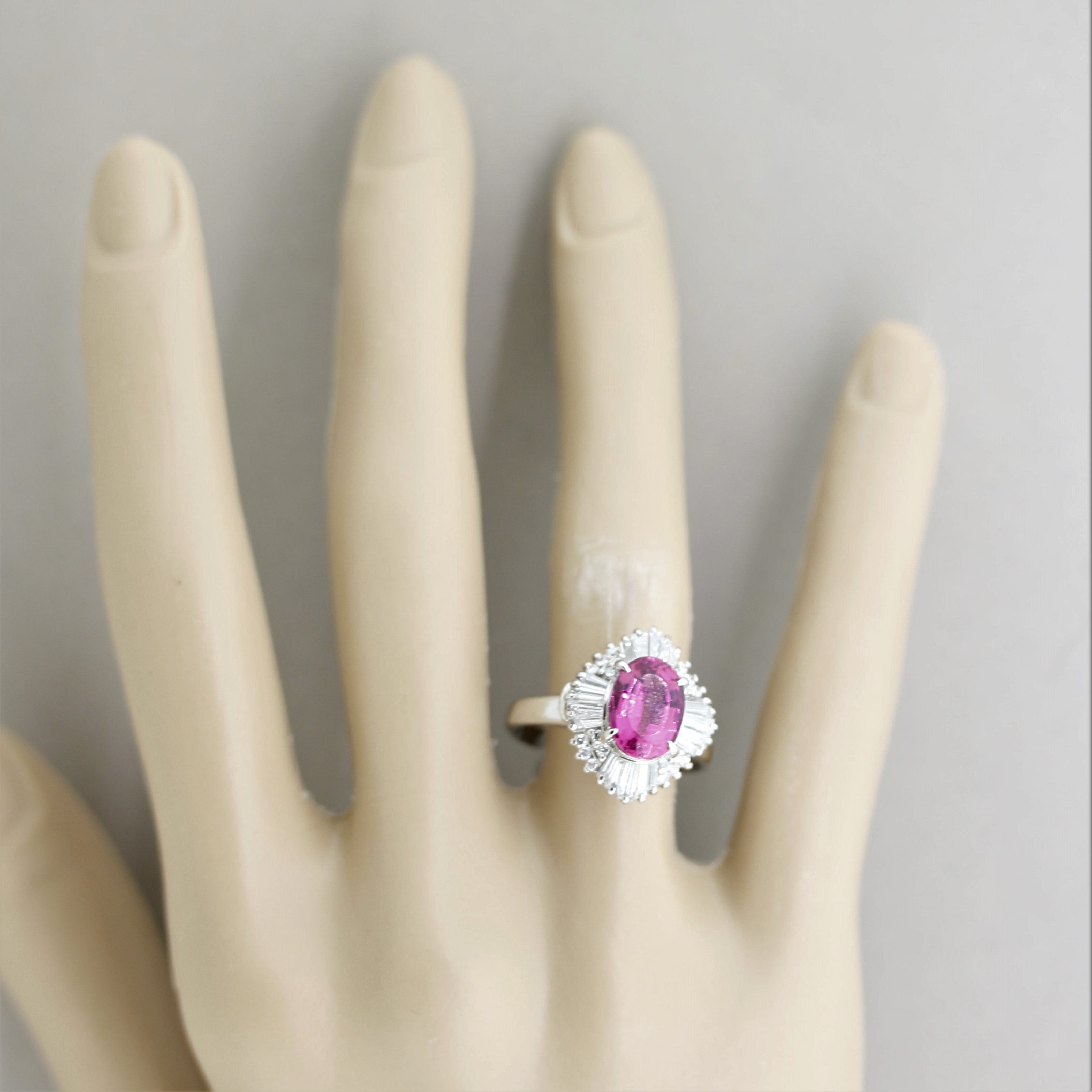 Rubellite Tourmaline Diamond Platinum Ring