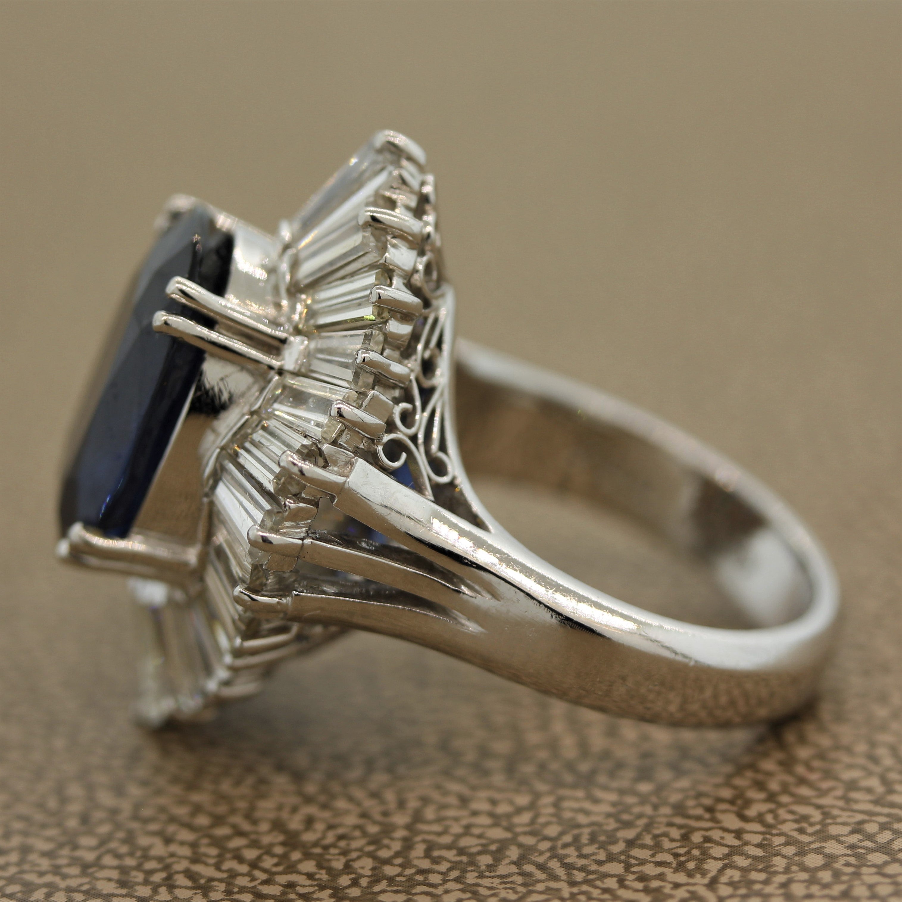 8.30 Carat Sapphire Diamond Platinum Ring