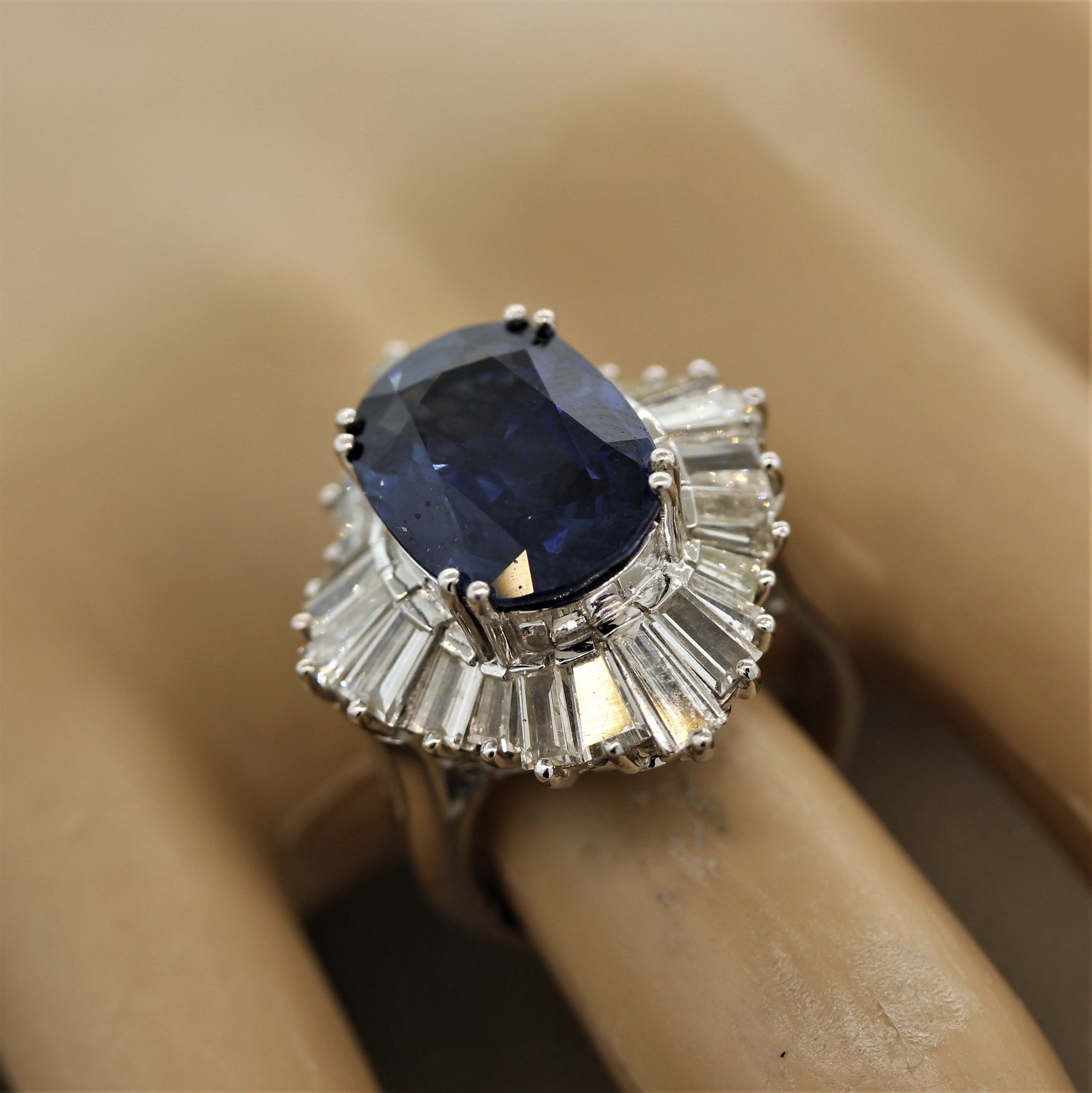 8.30 Carat Sapphire Diamond Platinum Ring