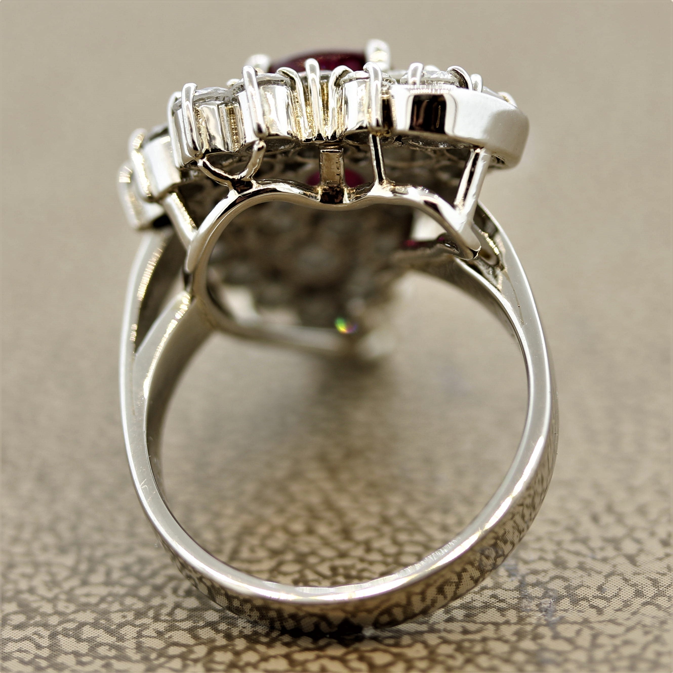 Ruby Diamond Platinum Heart Ring