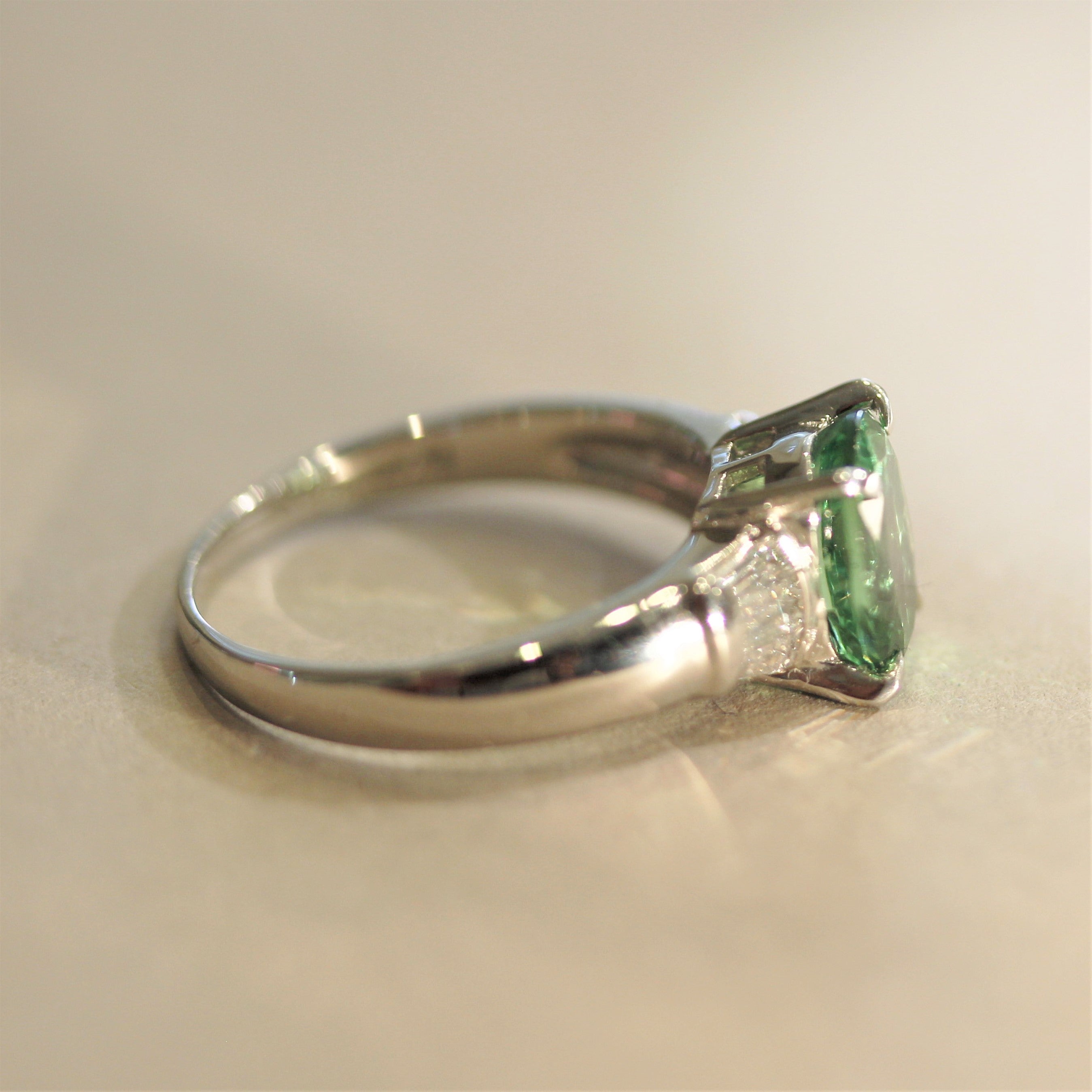 Tsavorite Garnet Diamond Platinum Ring