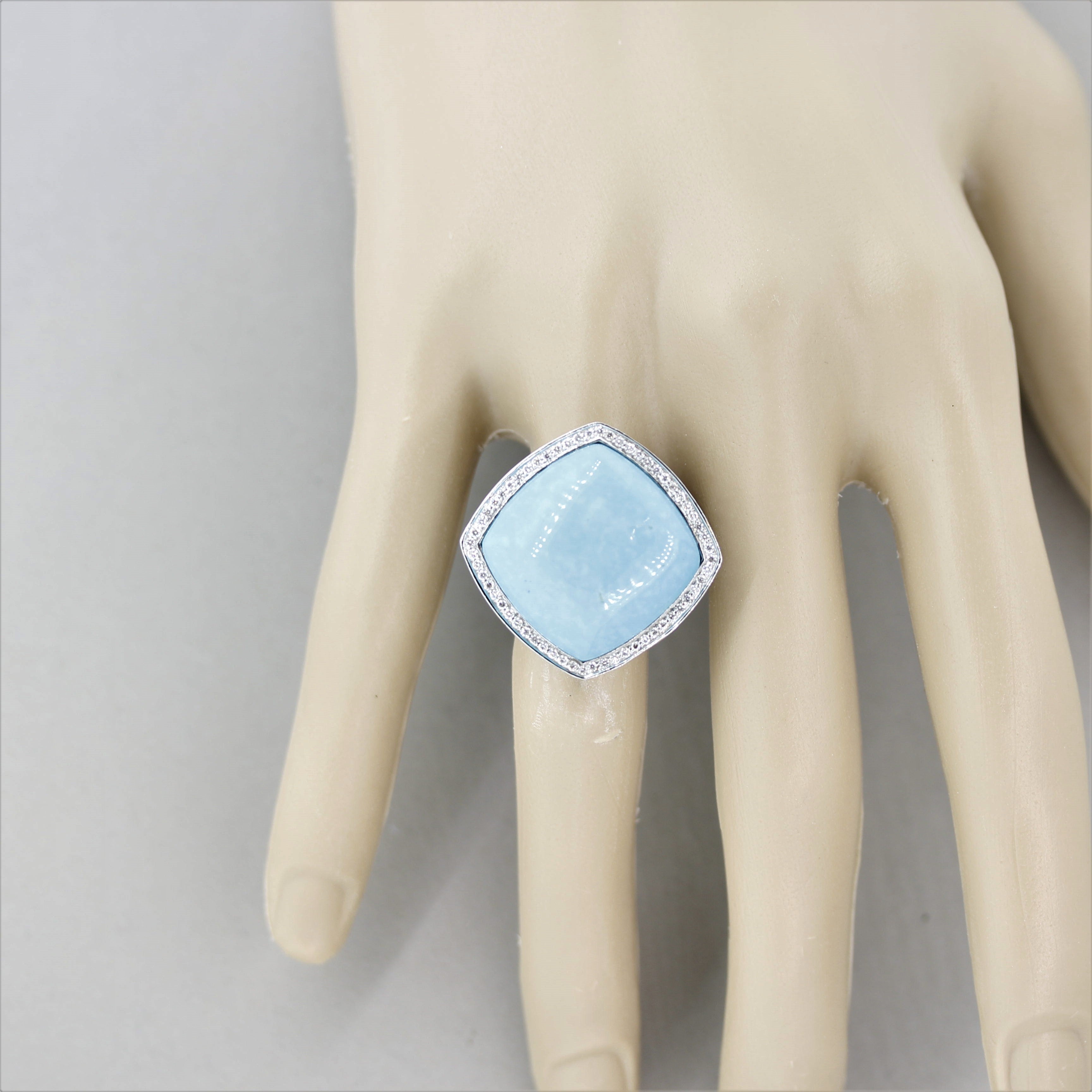 French Turquoise Diamond Gold Cocktail Ring