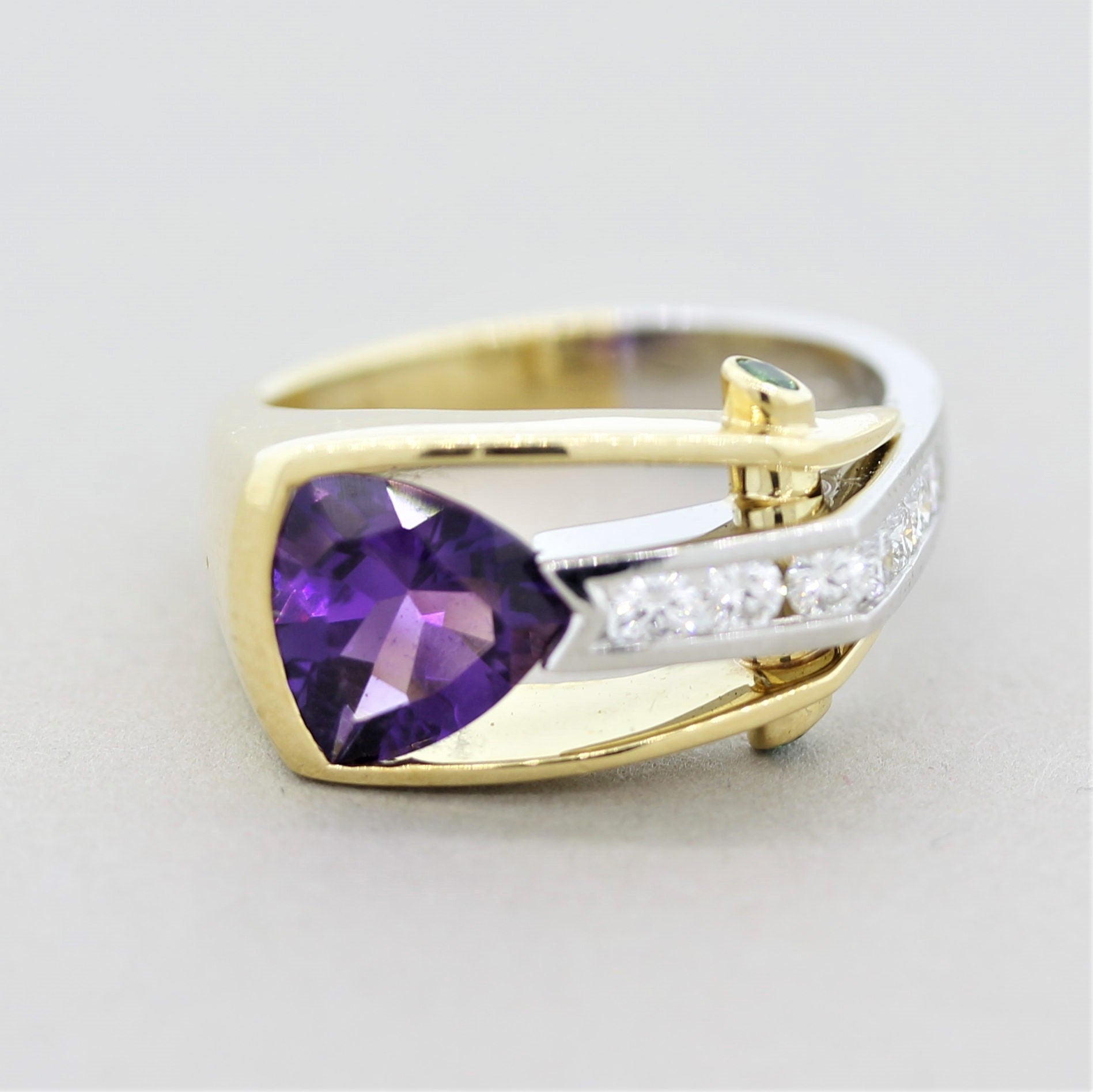 Amethyst Diamond Tsavorite Gold & Platinum Ring