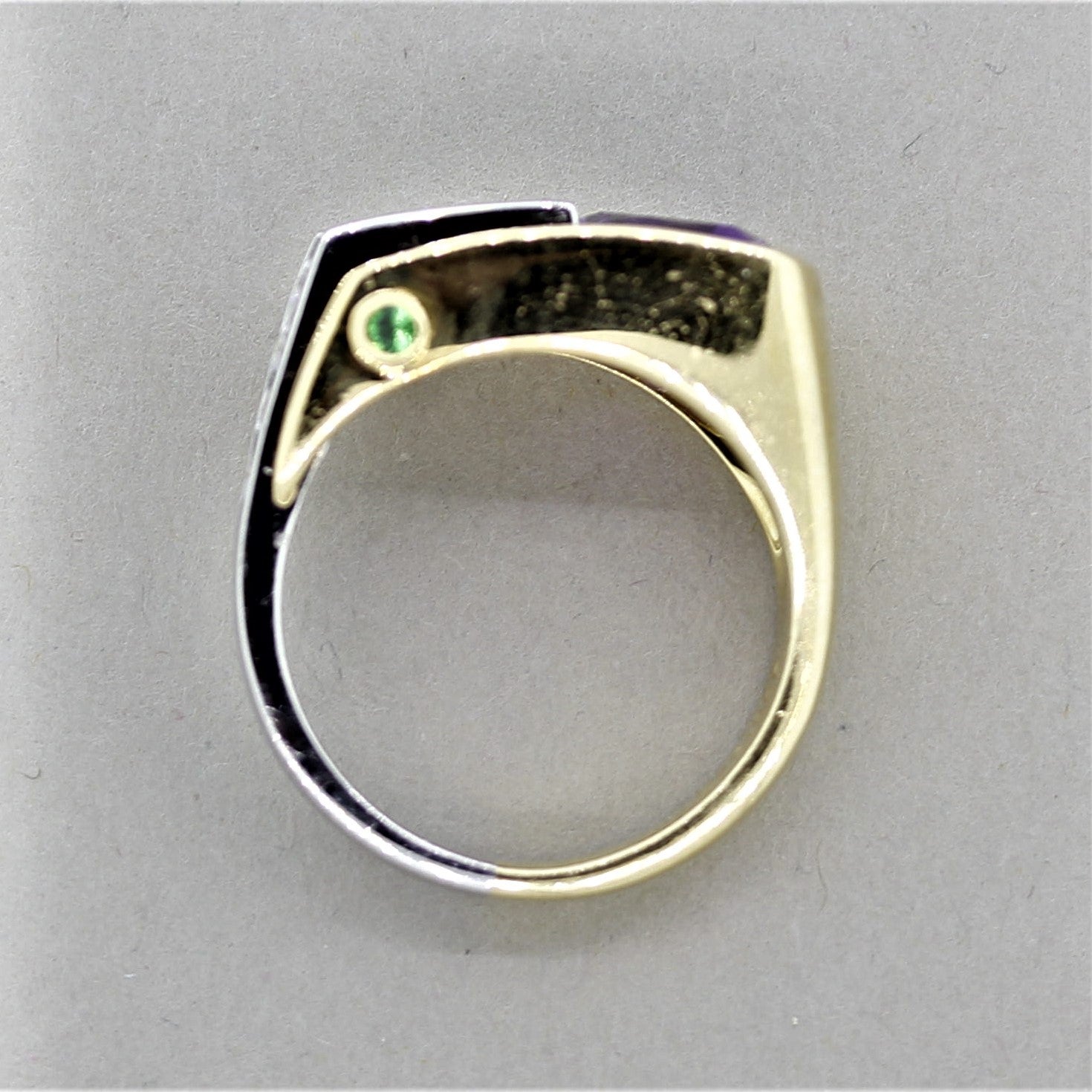 Amethyst Diamond Tsavorite Gold & Platinum Ring