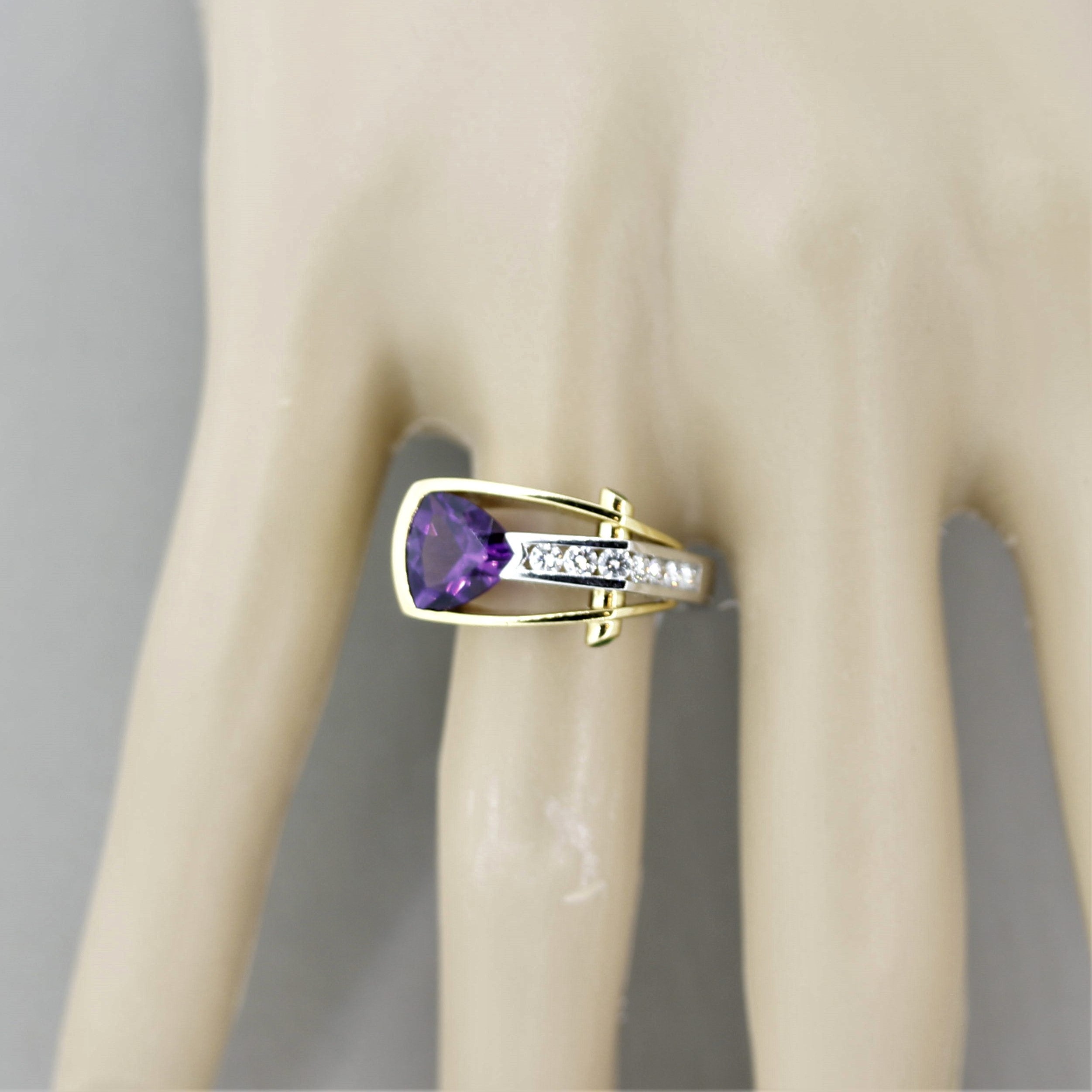 Amethyst Diamond Tsavorite Gold & Platinum Ring