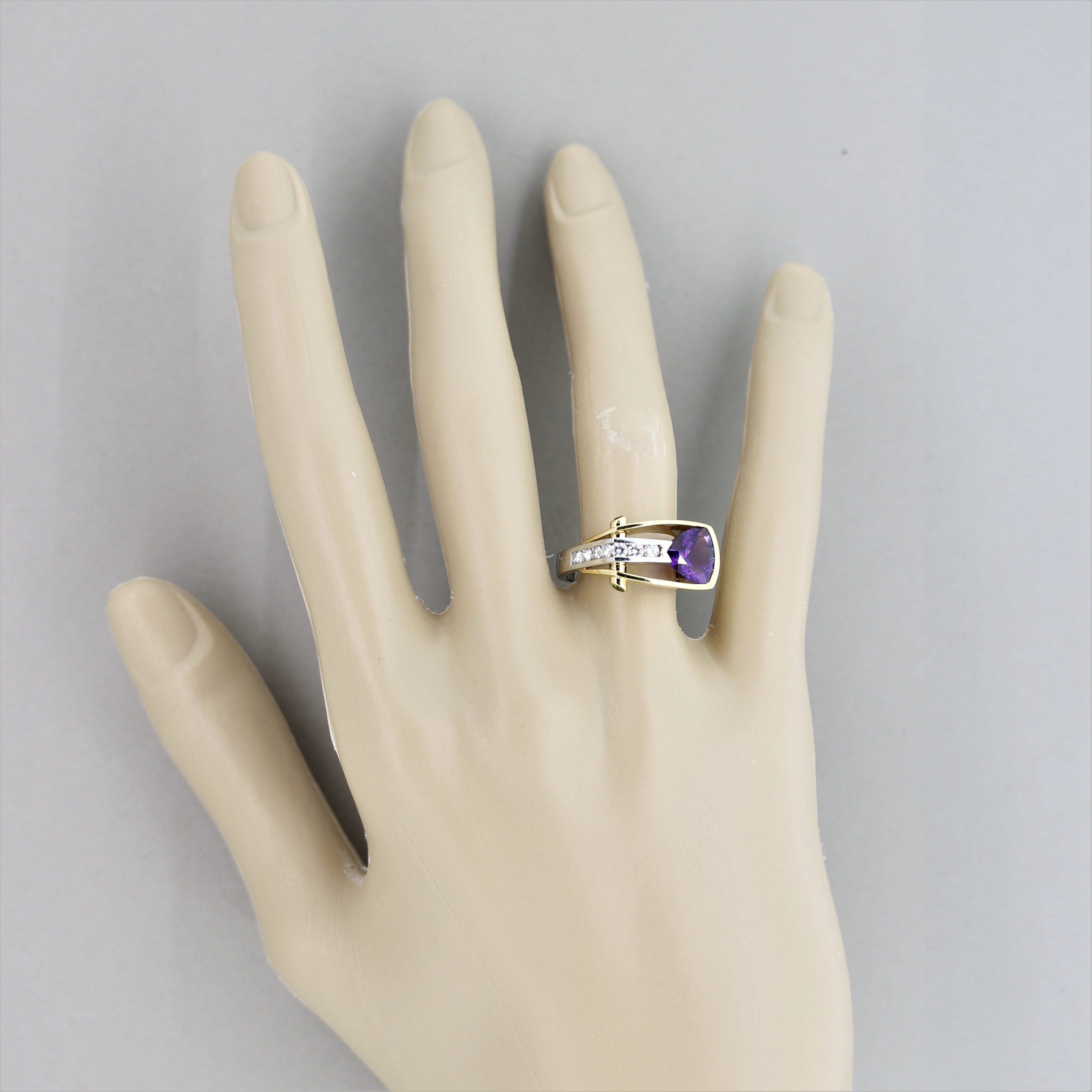 Amethyst Diamond Tsavorite Gold & Platinum Ring