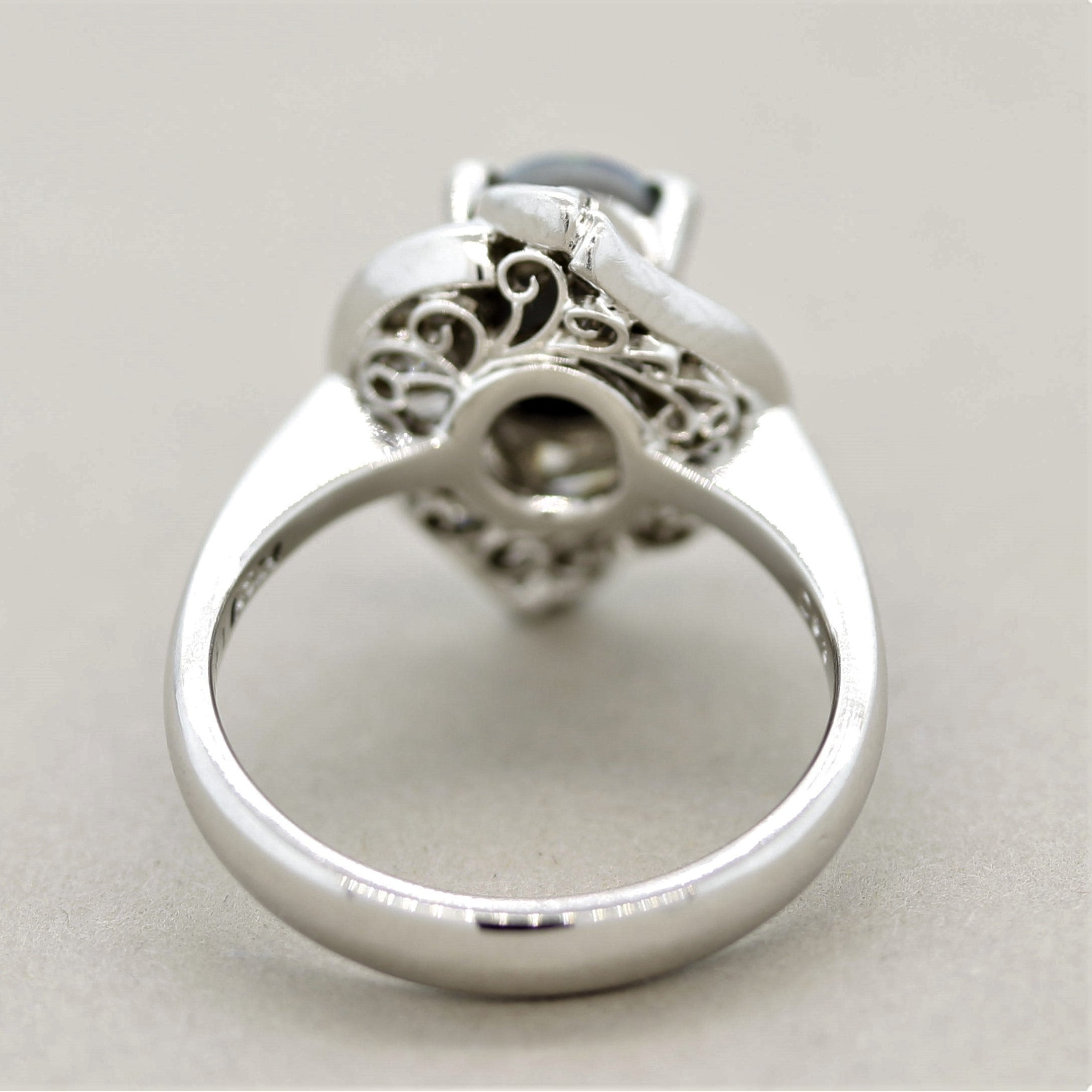 Modern Australian Opal Diamond Platinum Ring