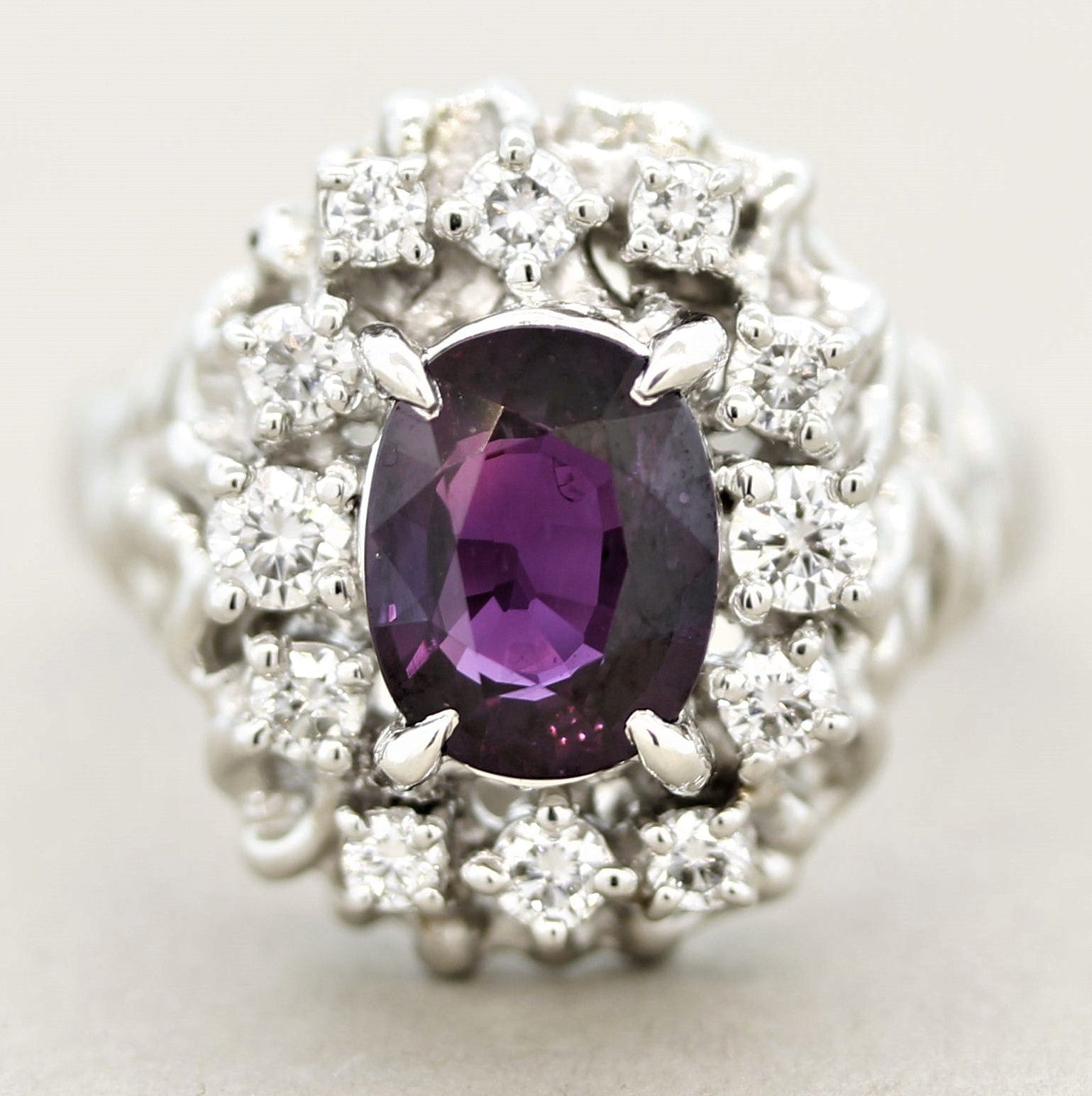 Purple Sapphire Diamond Platinum Ring