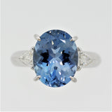 Gem Aquamarine Diamond Platinum 3-Stone Ring