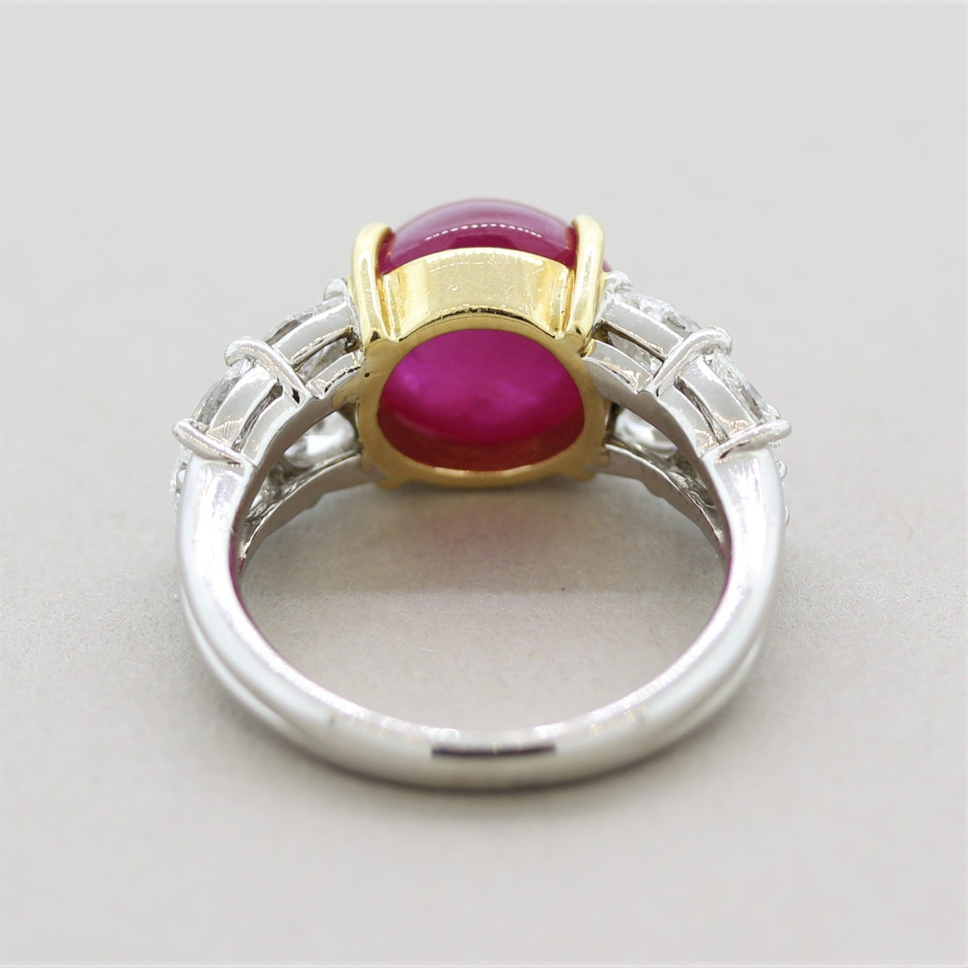 Cabochon Ruby Diamond Gold & Platinum Ring