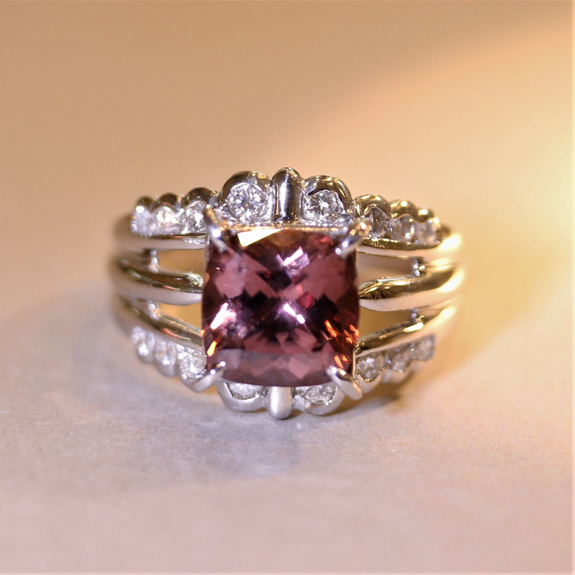 Zircon Diamond Platinum Ring