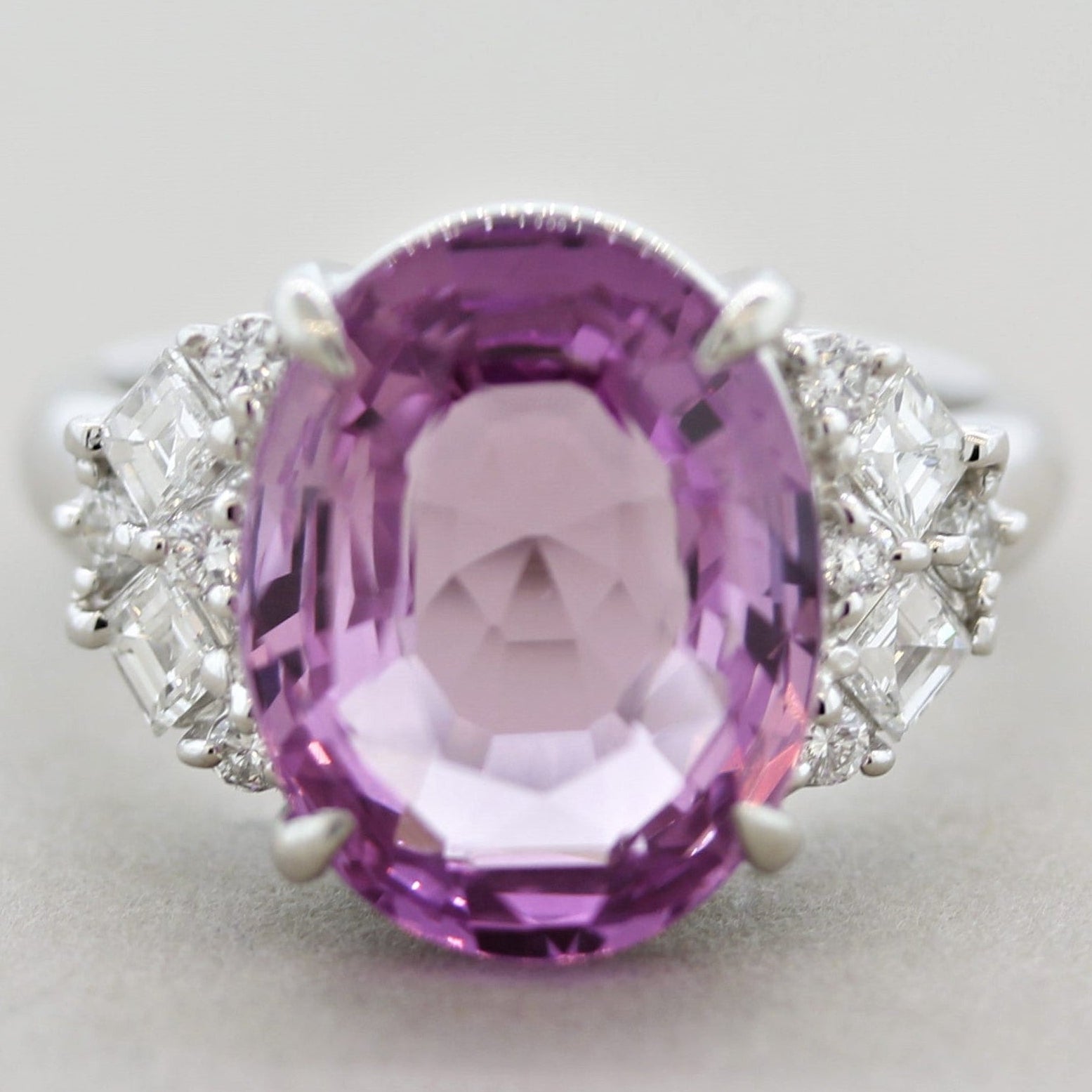 8.04 Carat Pink Sapphire Diamond Platinum Ring, GIA Certified