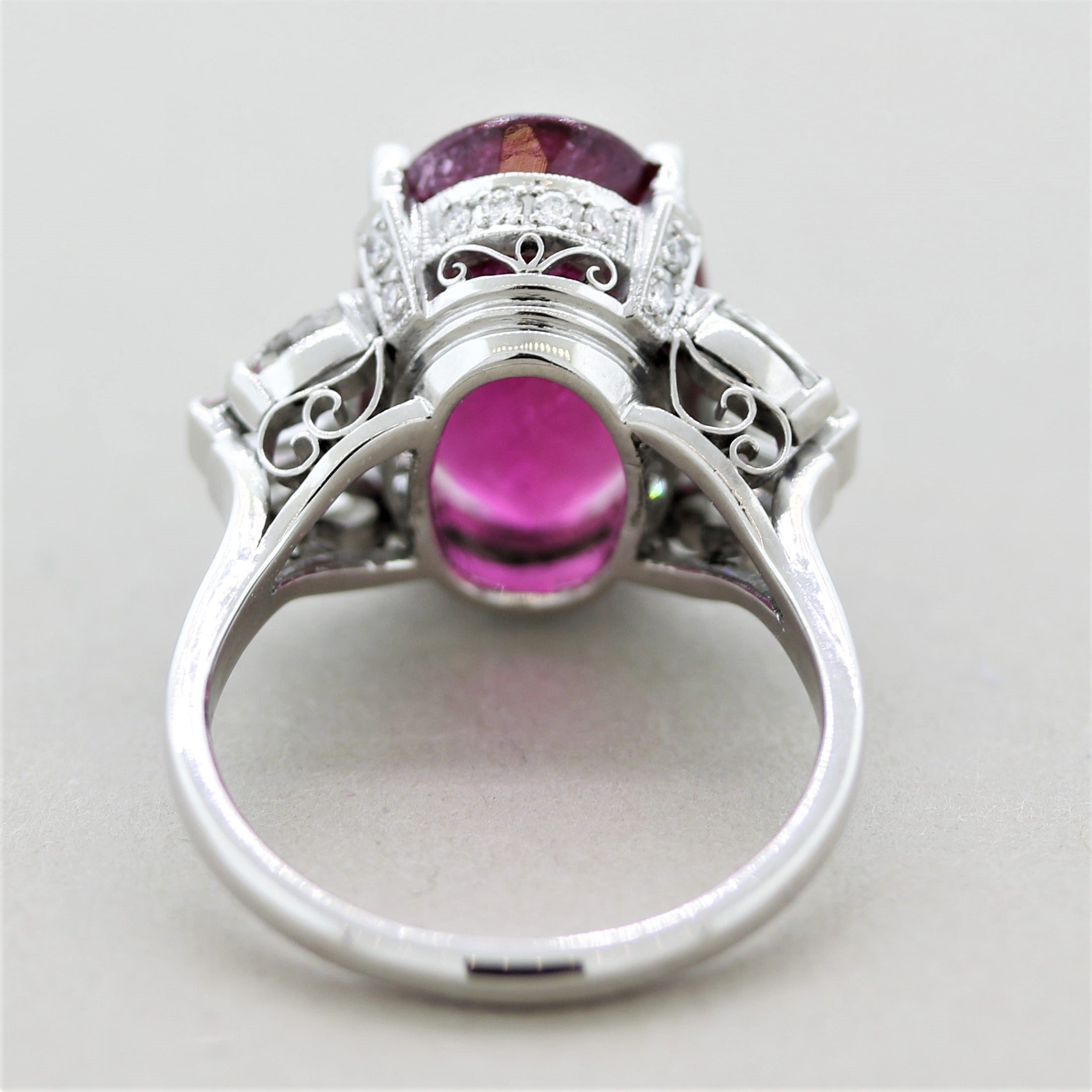Fine Rubellite Tourmaline Diamond Platinum Ring