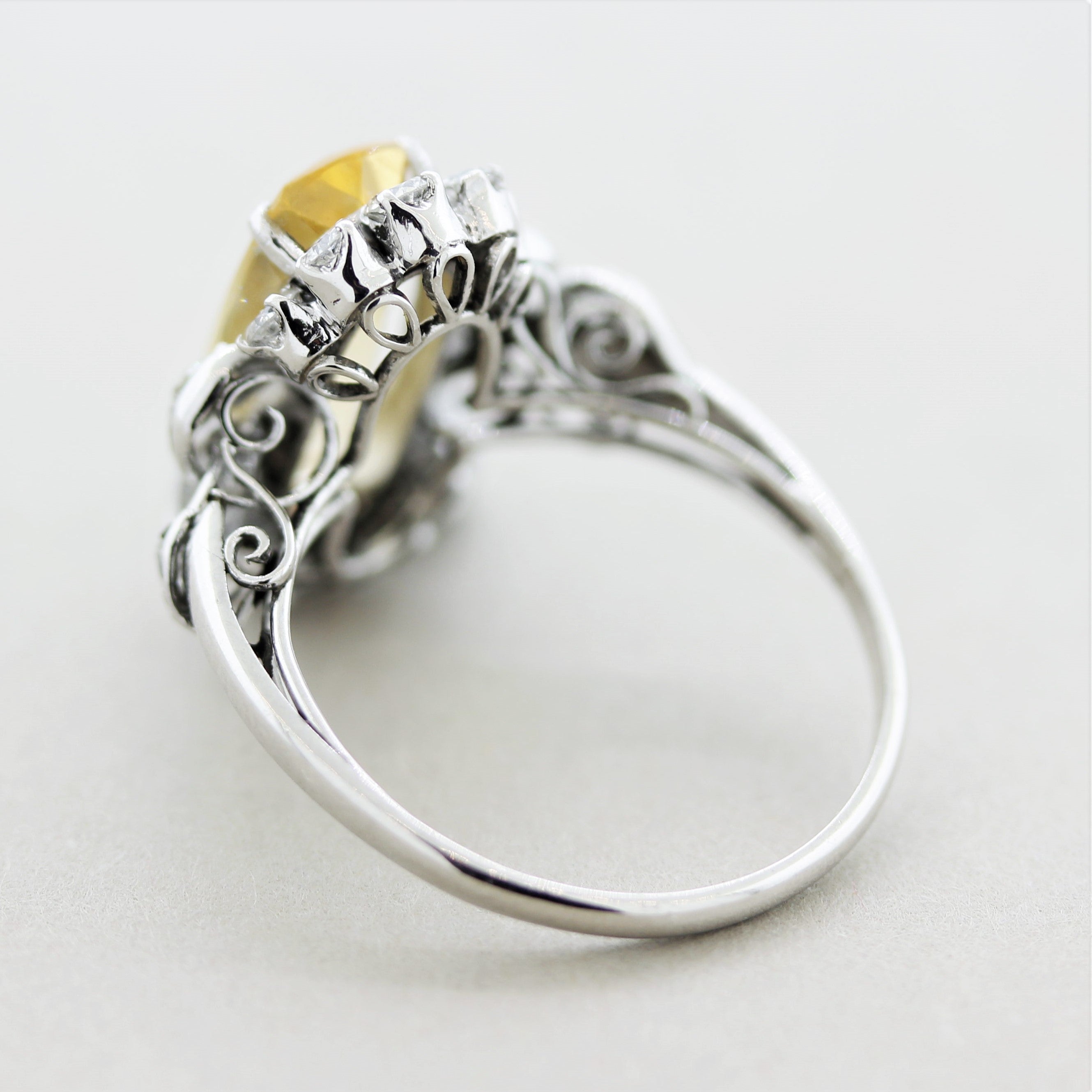 Mid-Century Topaz Diamond Platinum Ring