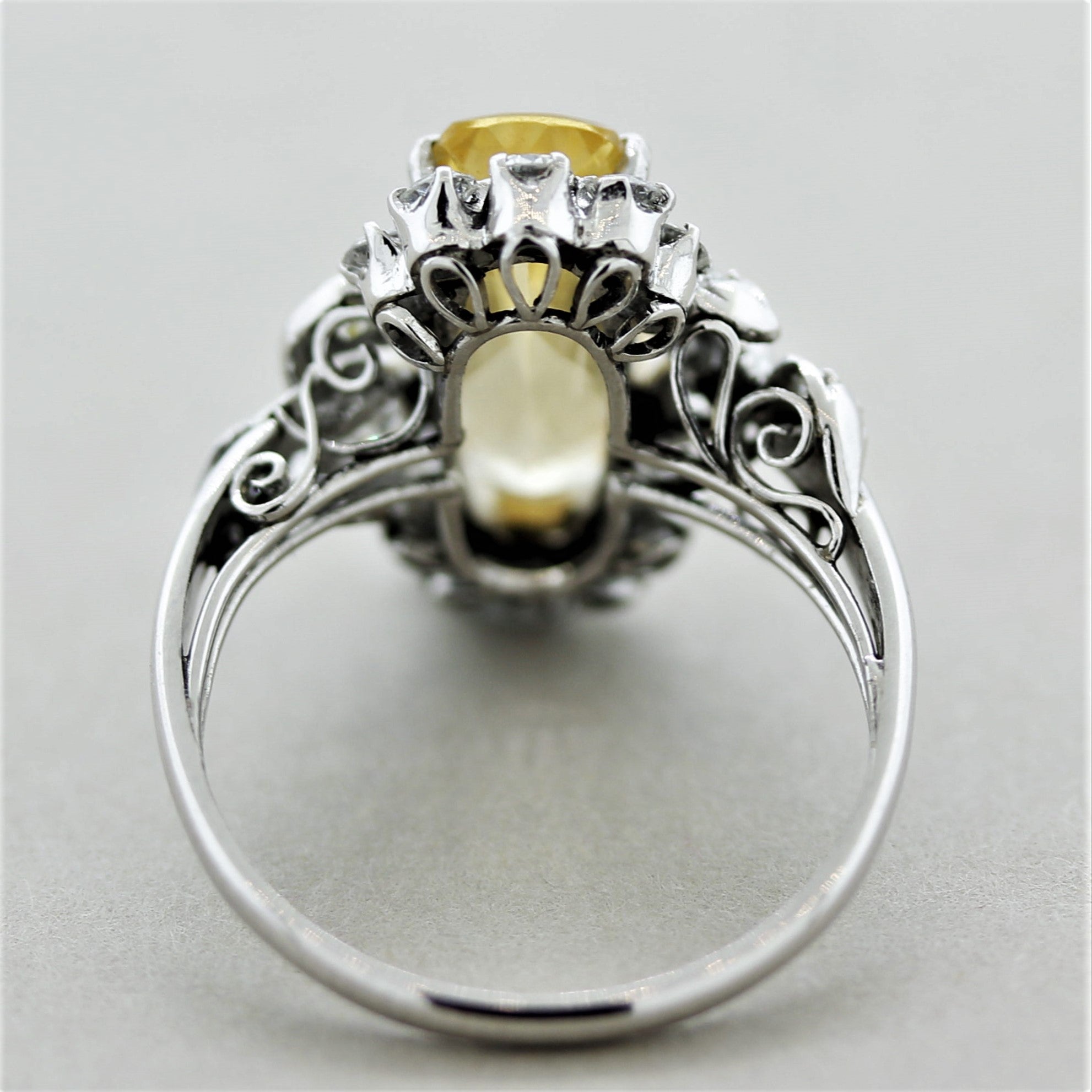 Mid-Century Topaz Diamond Platinum Ring