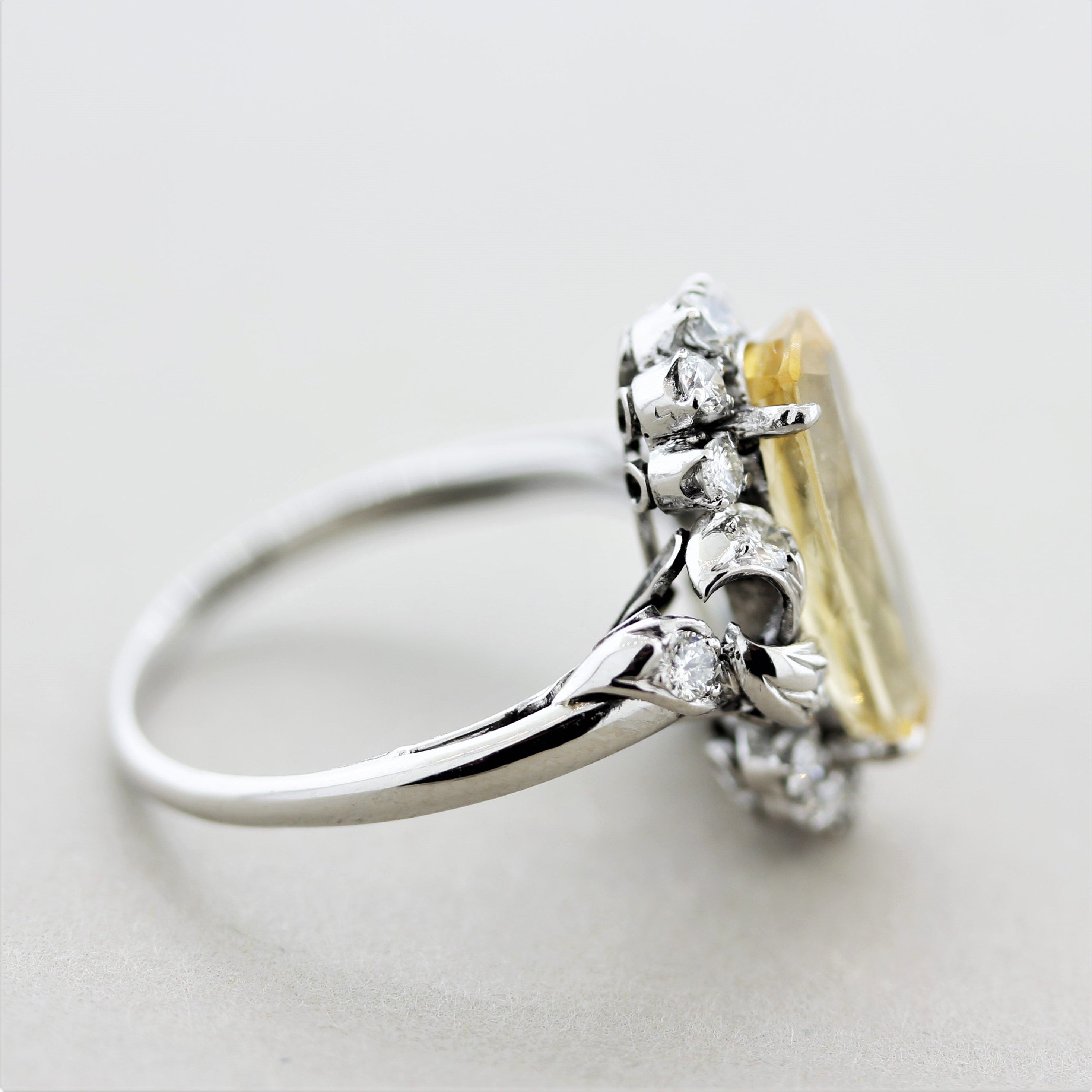 Mid-Century Topaz Diamond Platinum Ring