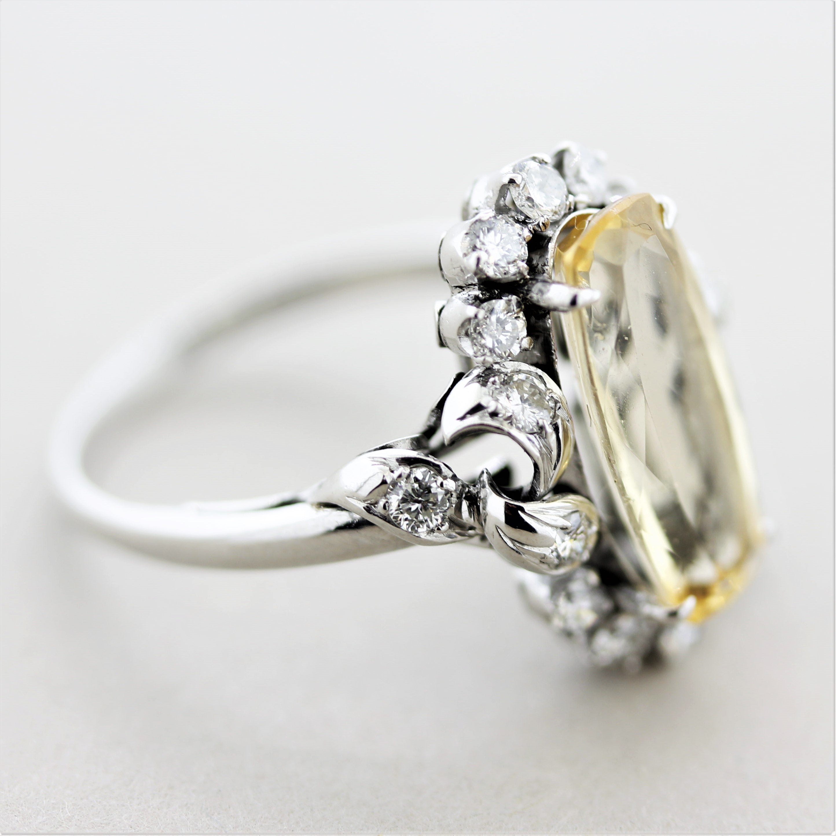 Mid-Century Topaz Diamond Platinum Ring